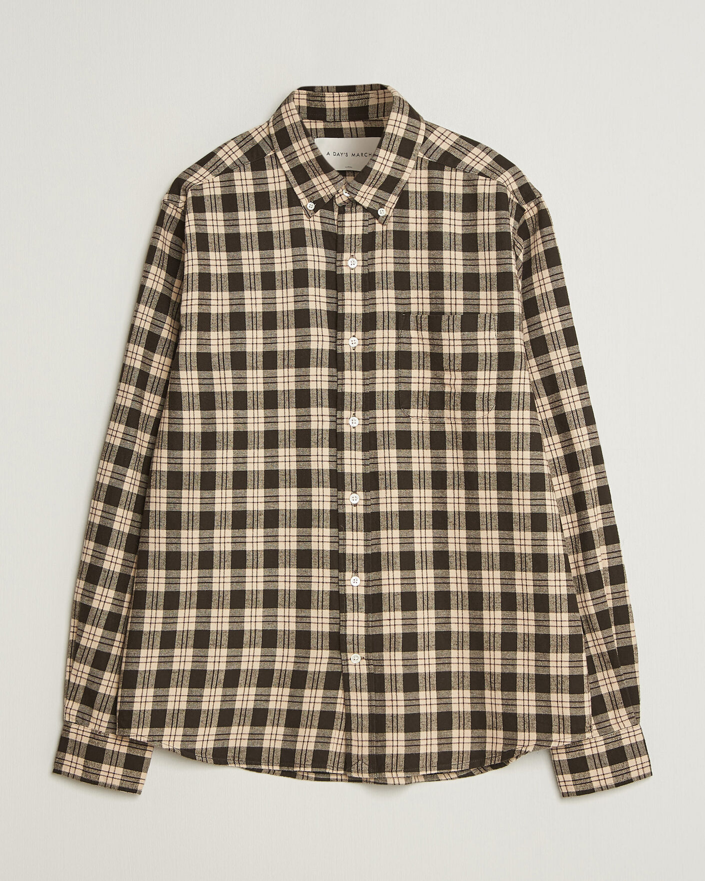 Uomini | Camicie | A Day's March | Classic Checked Flannel Shirt Brown/Sand