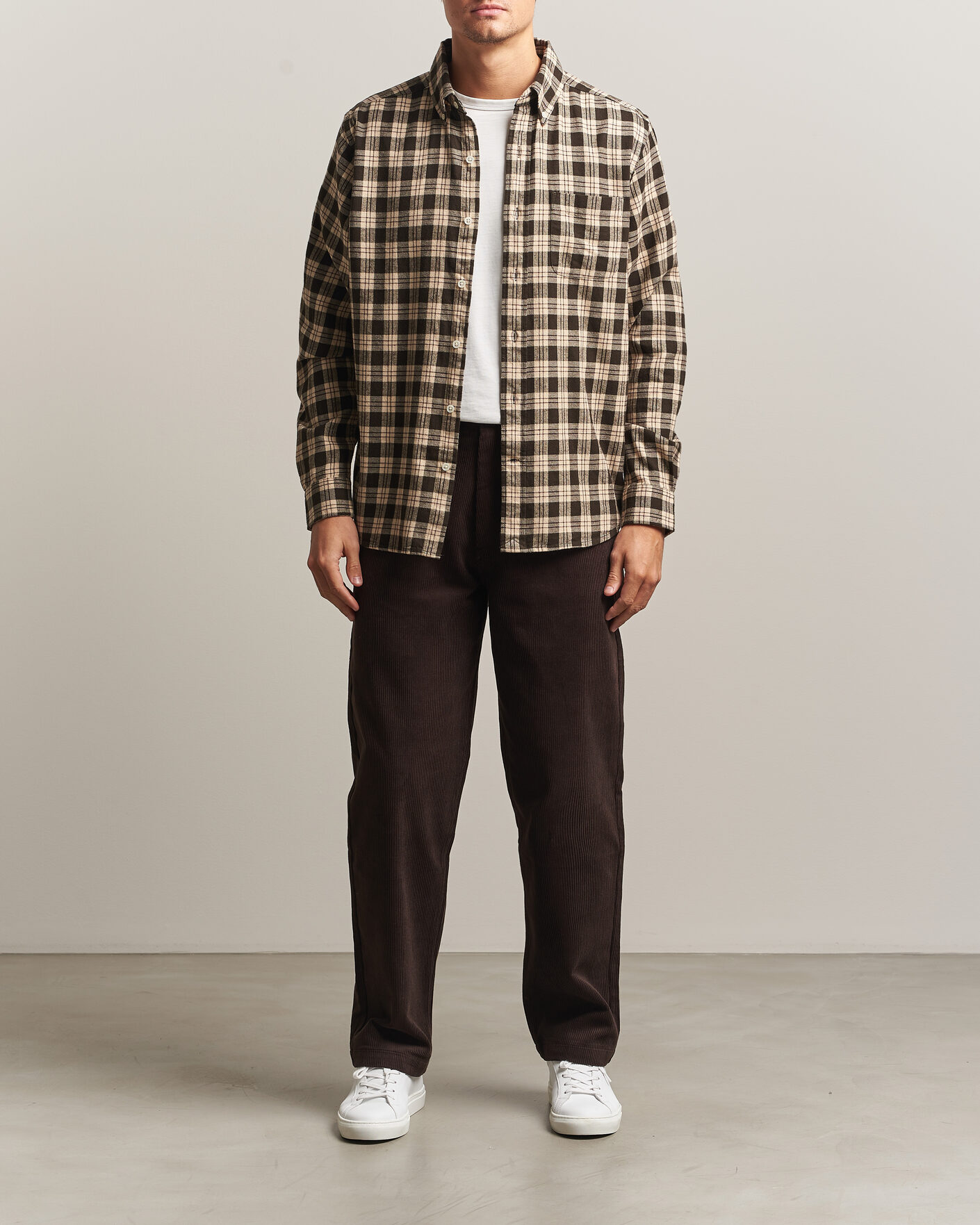 Uomini | Camicie | A Day's March | Classic Checked Flannel Shirt Brown/Sand