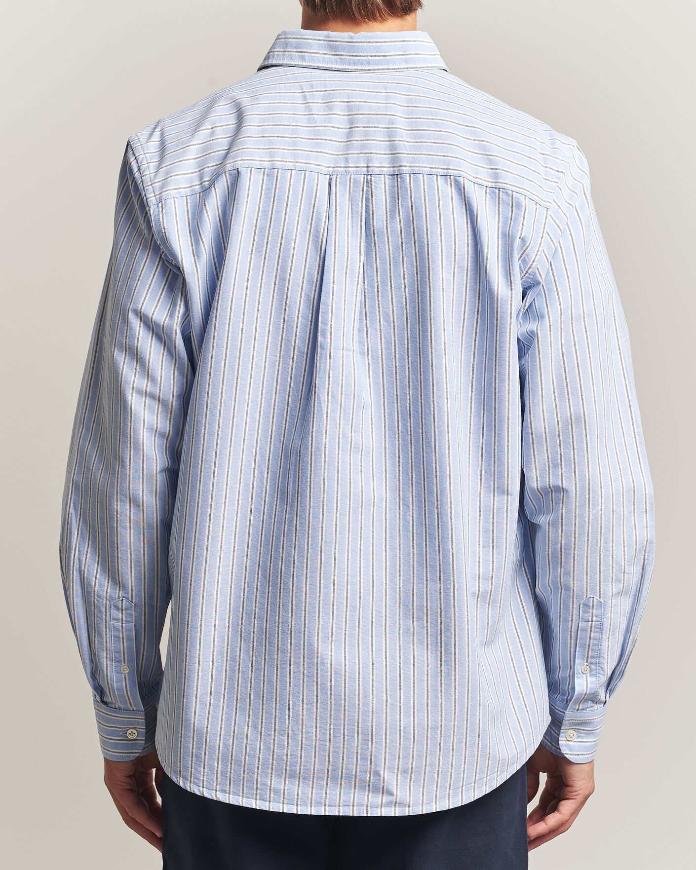 Uomini | Camicie | A Day's March | Classic Flag Striped Oxford Shirt White/Blue/Black