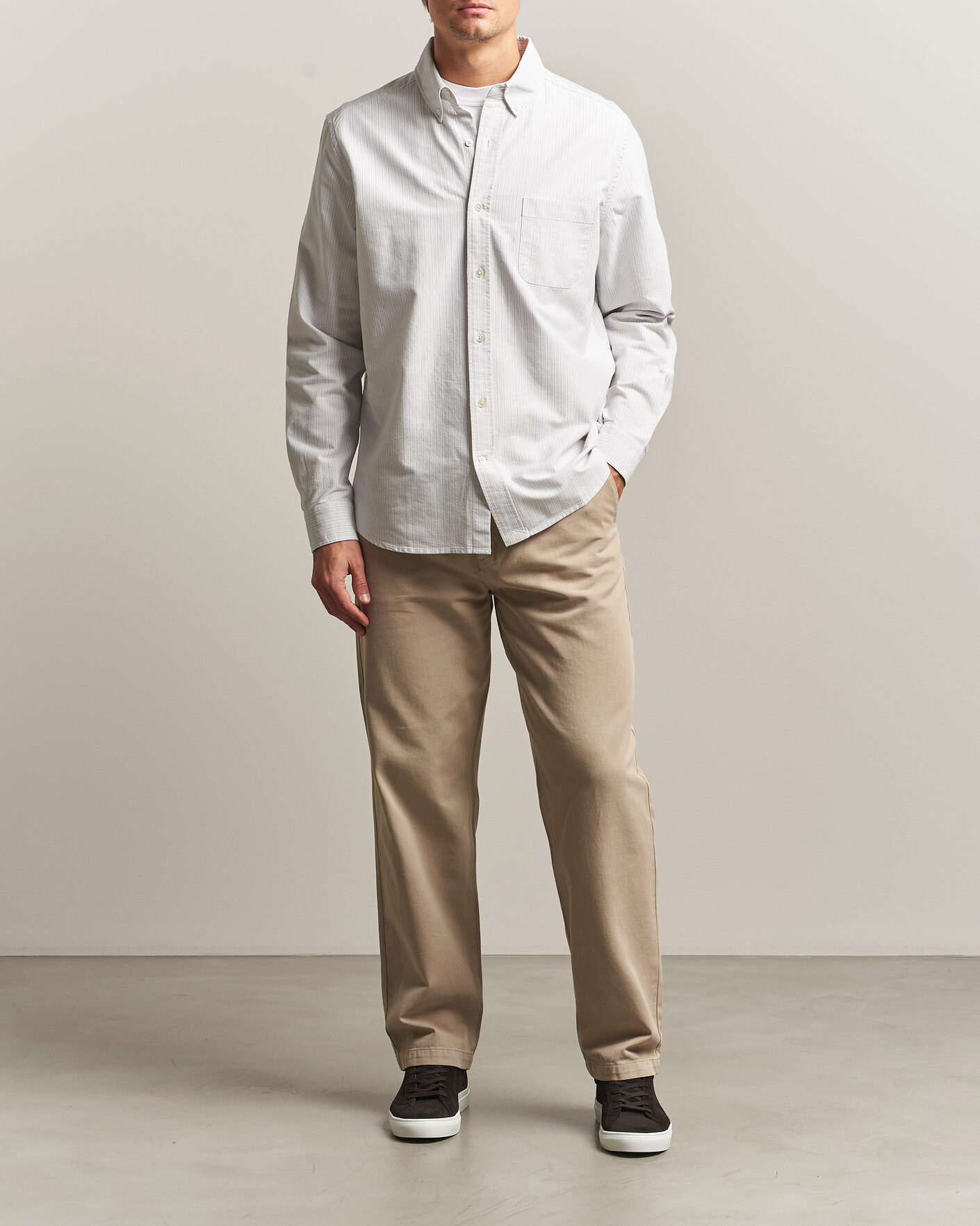 Uomini | Camicie | A Day's March | Classic Flag Striped Oxford Shirt Grey/White