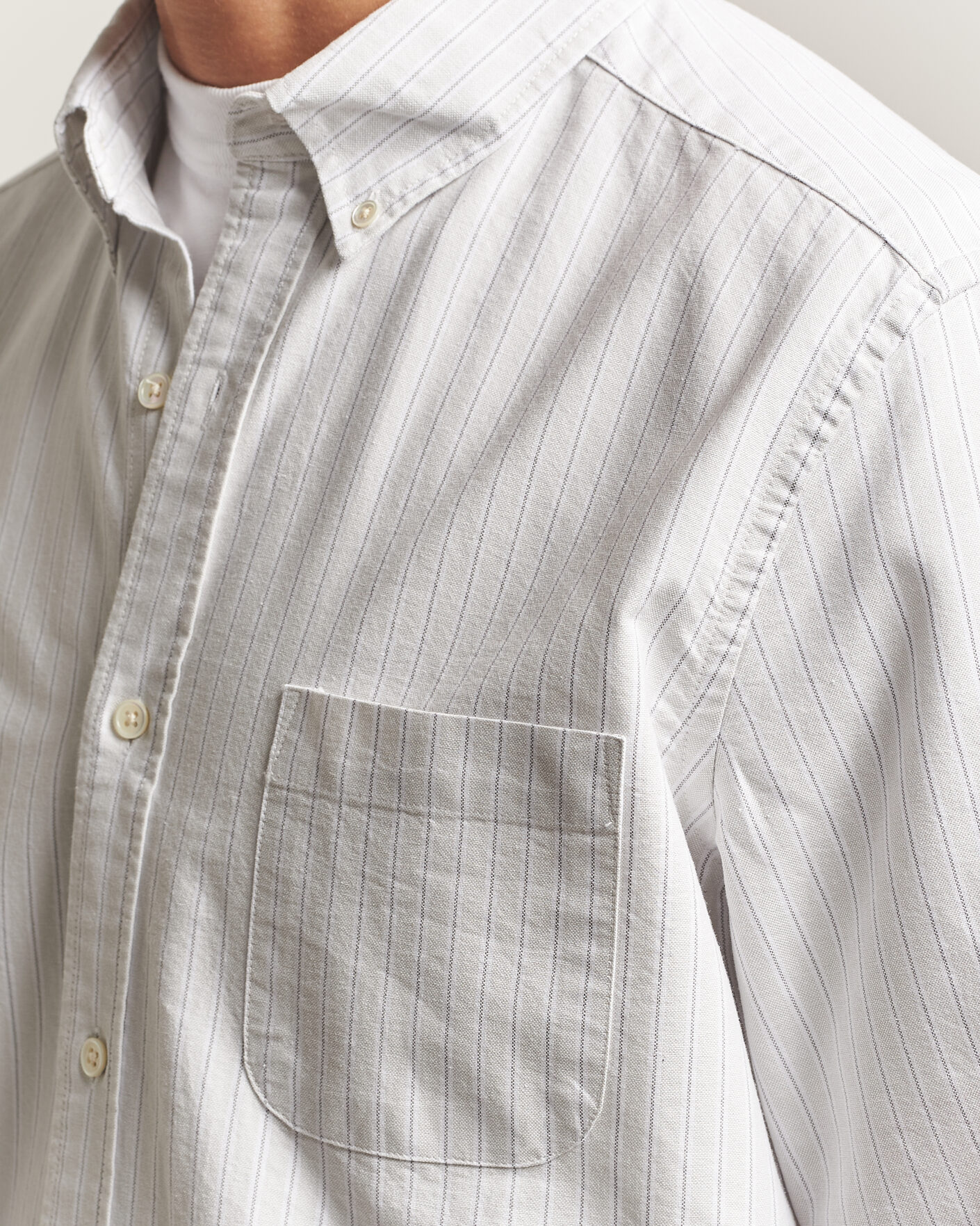 Uomini | Camicie | A Day's March | Classic Flag Striped Oxford Shirt Grey/White