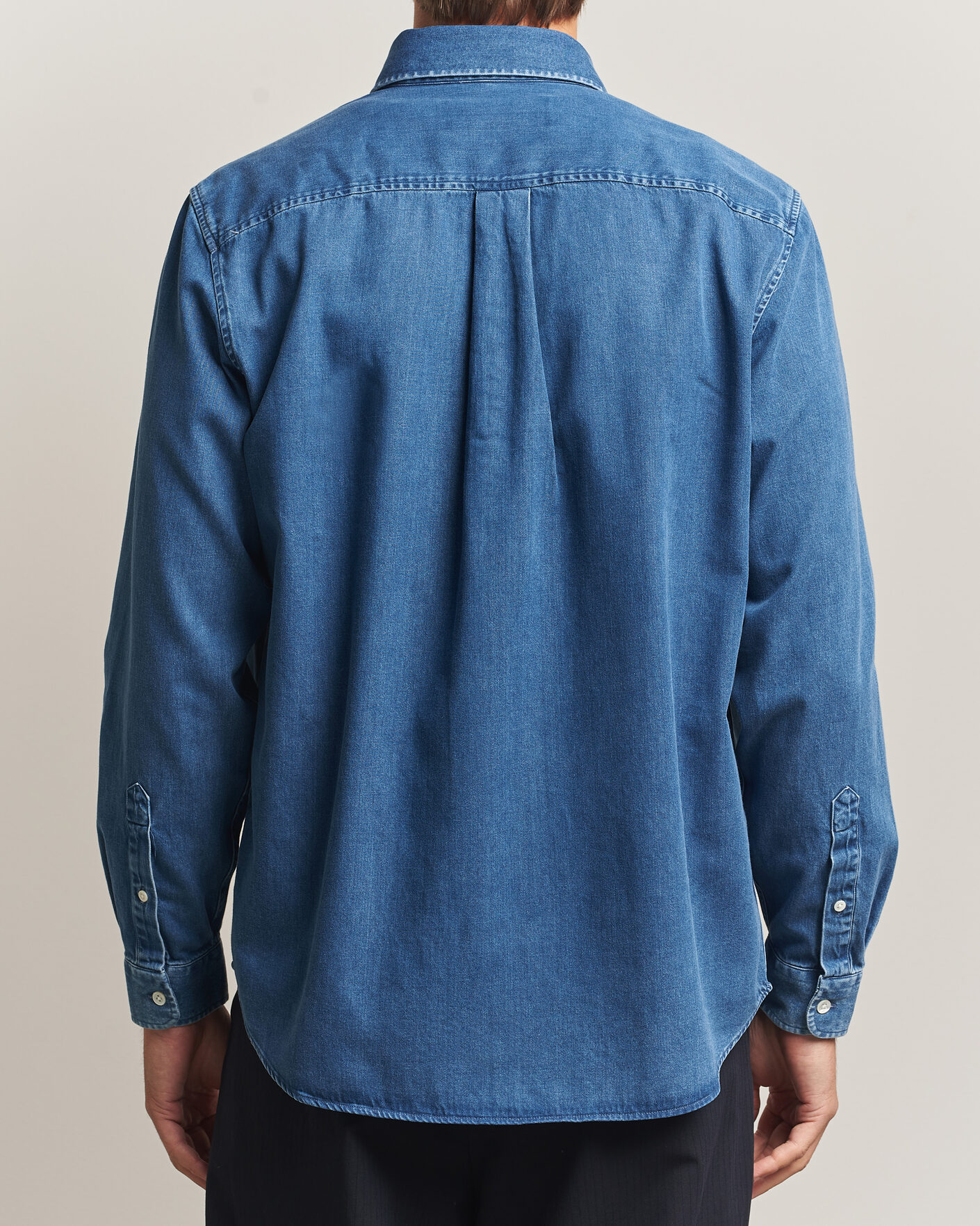 Uomini | Camicie | A Day's March | Original Button Down Denim Shirt Mid Blue