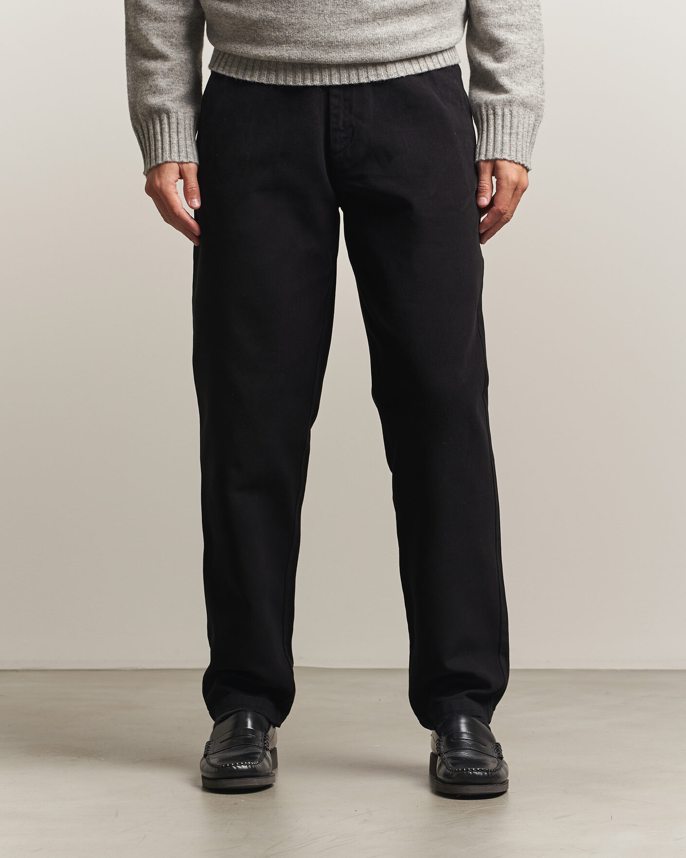 Uomini | Pantaloni | A Day's March | Miller Cotton/Lyocell Trousers Black