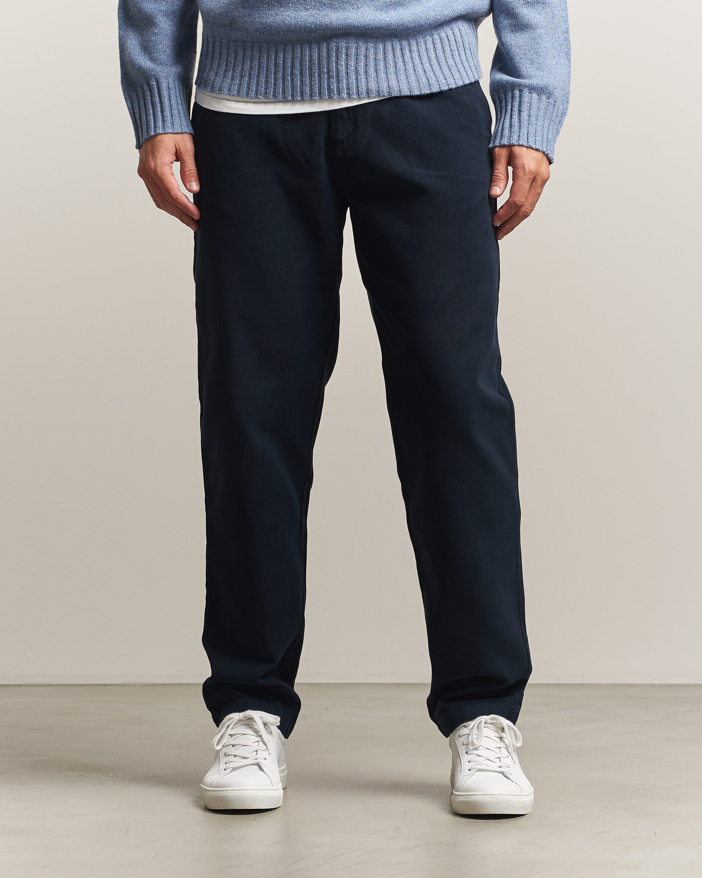 Uomini | Pantaloni | A Day's March | Miller Cotton/Lyocell Trousers Navy
