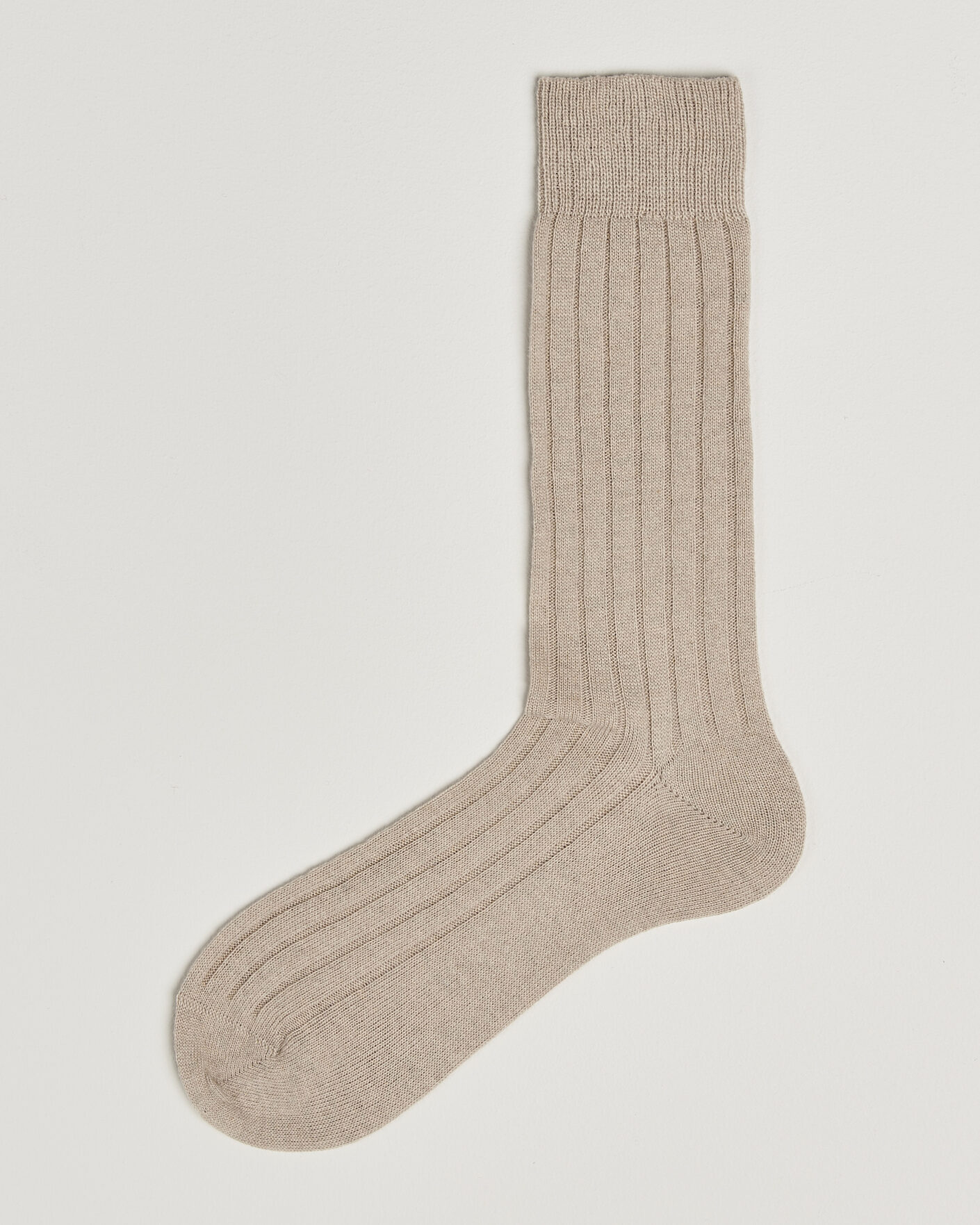 Uomini | Biancheria intima | Bresciani | Wool/Cashmere Ribbed Socks Beige