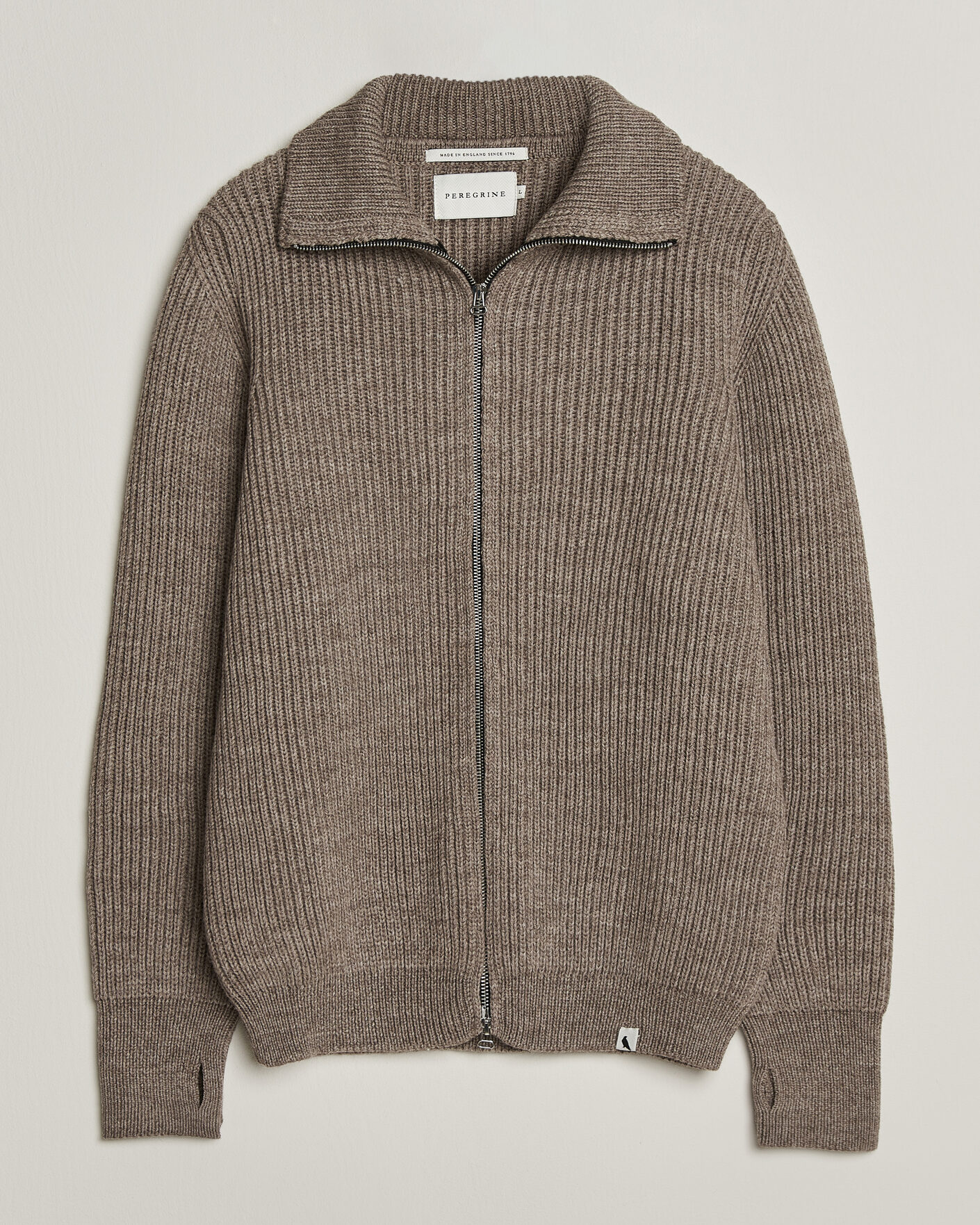 Uomini | Maglieria | Peregrine | Fisherman Merino Zip Cardigan Light Brown