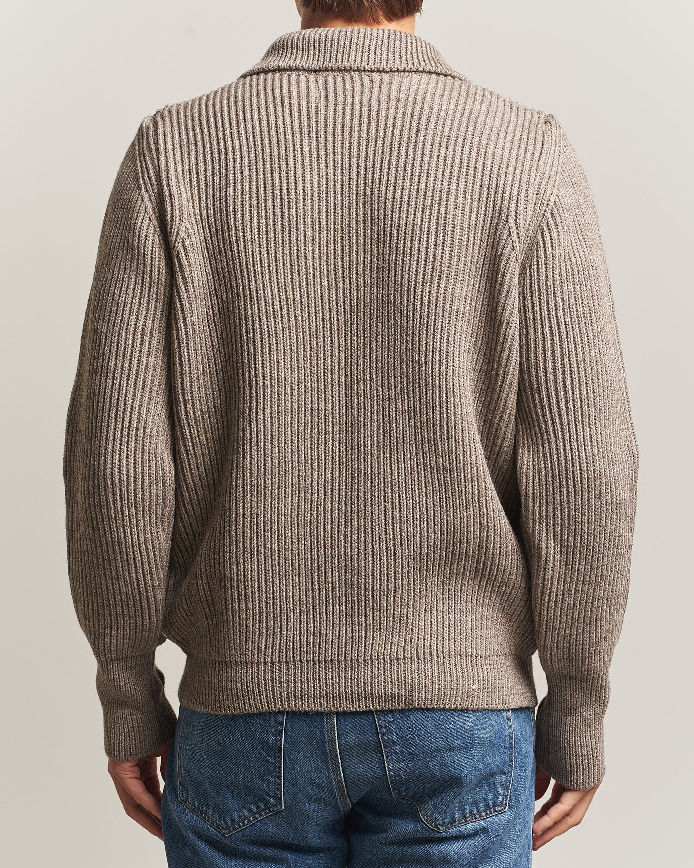 Uomini | Maglieria | Peregrine | Fisherman Merino Zip Cardigan Light Brown