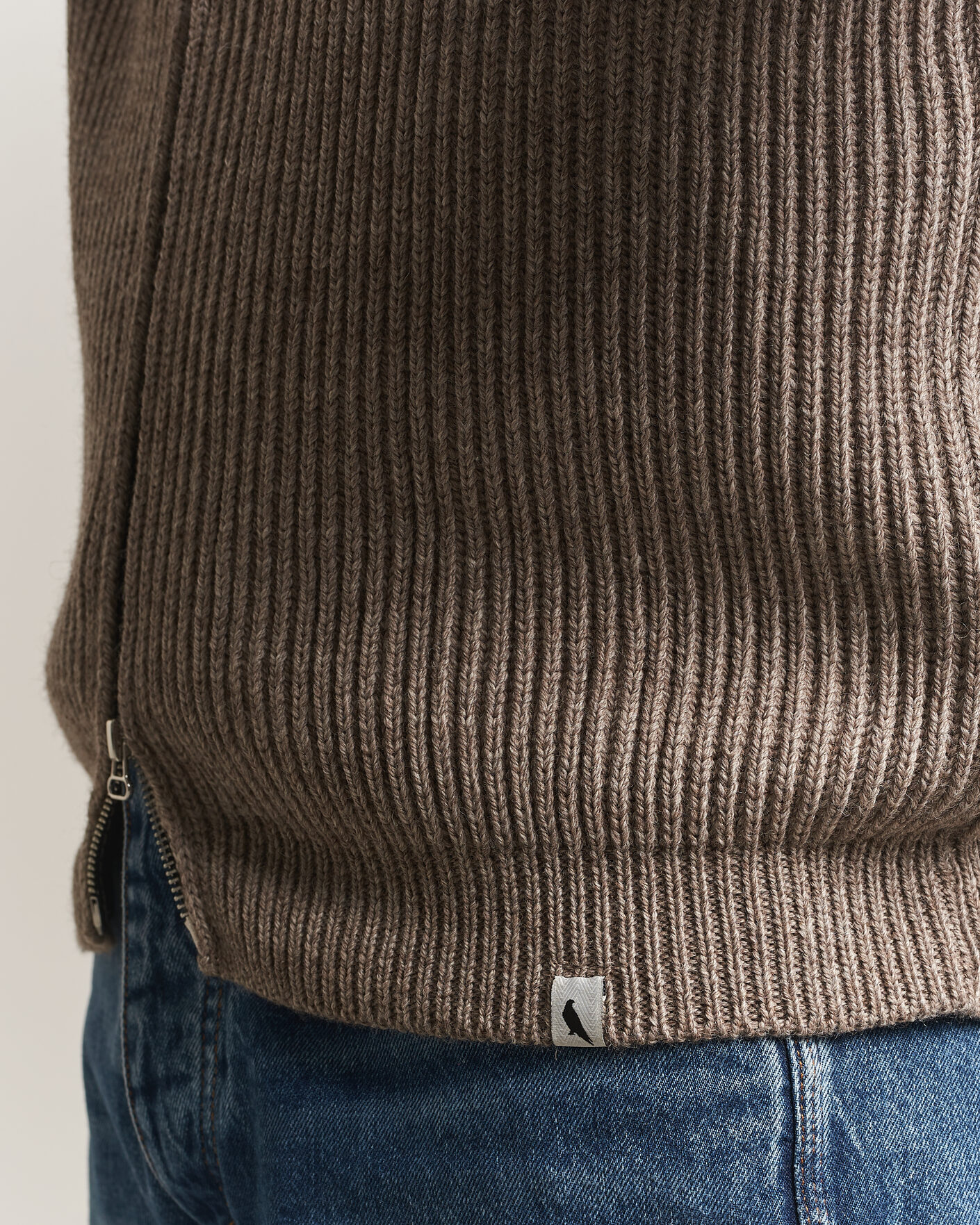 Uomini | Maglieria | Peregrine | Fisherman Merino Zip Cardigan Light Brown