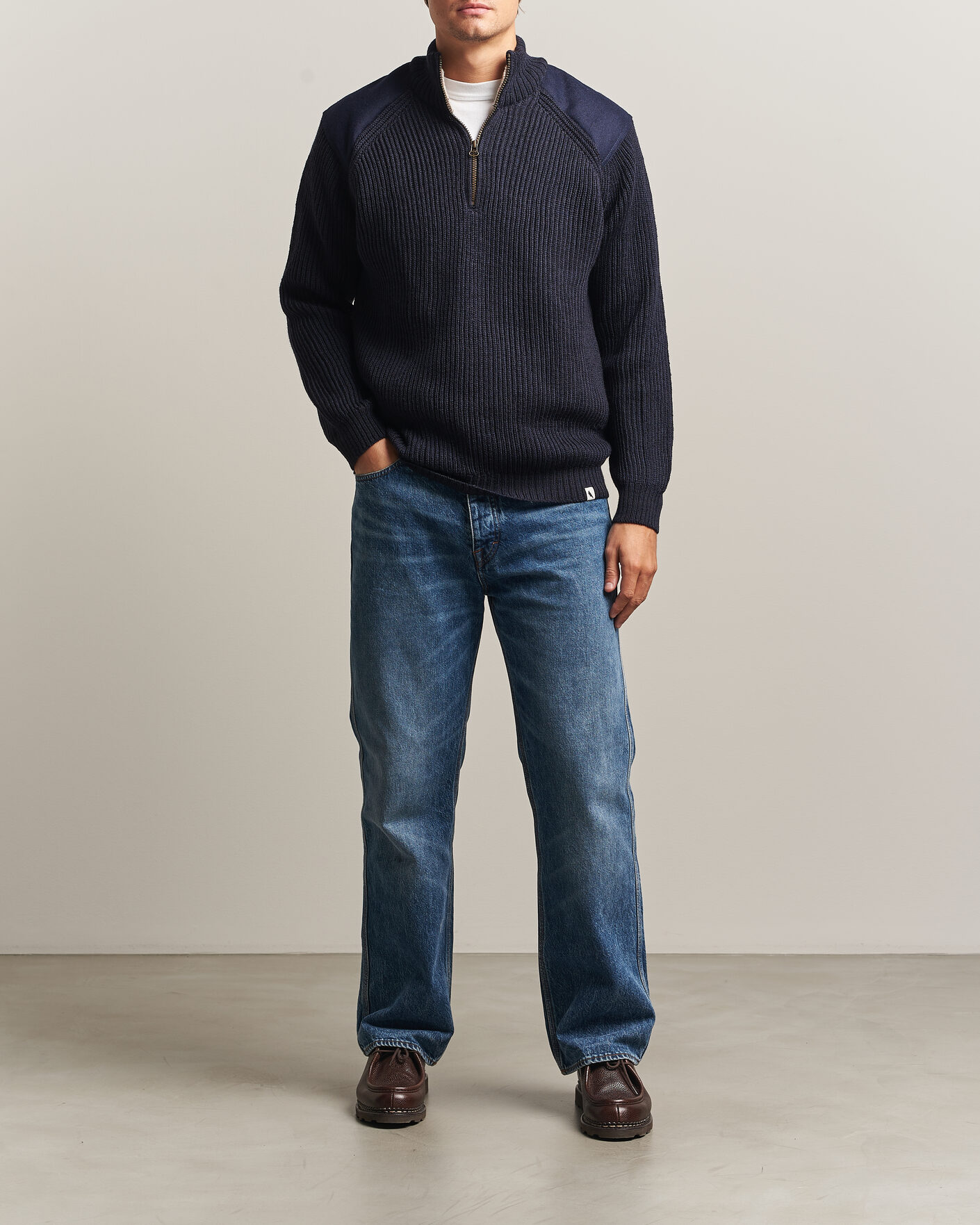 Uomini | Maglieria | Peregrine | Foxton Quarter Zip Jumperr Navy