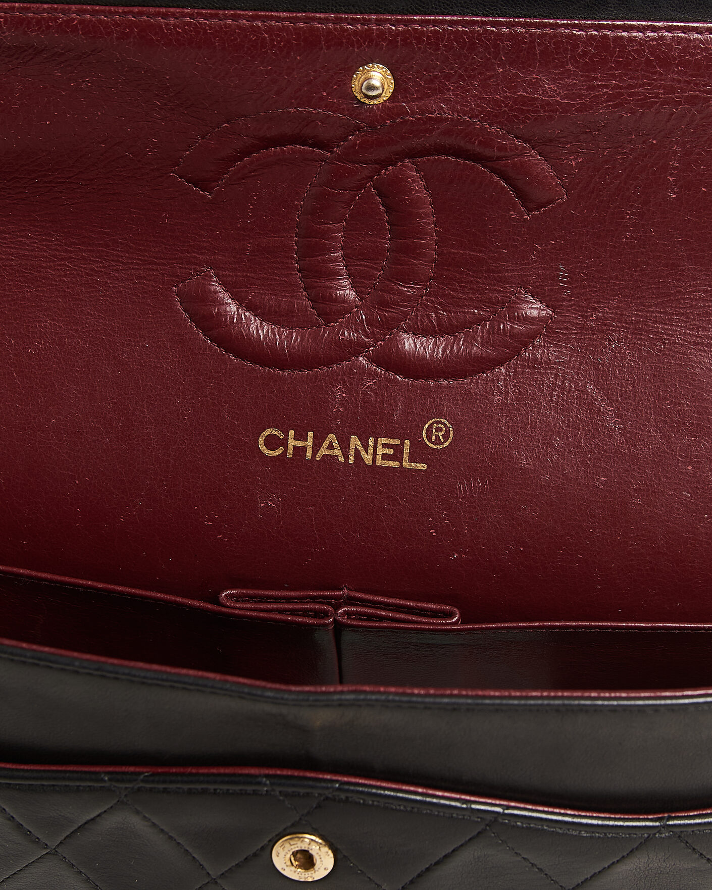 Uomini | Pre-Owned & Vintage Bags | Chanel Pre-Owned | Classic Medium Double Flap Bag Lambskin Black