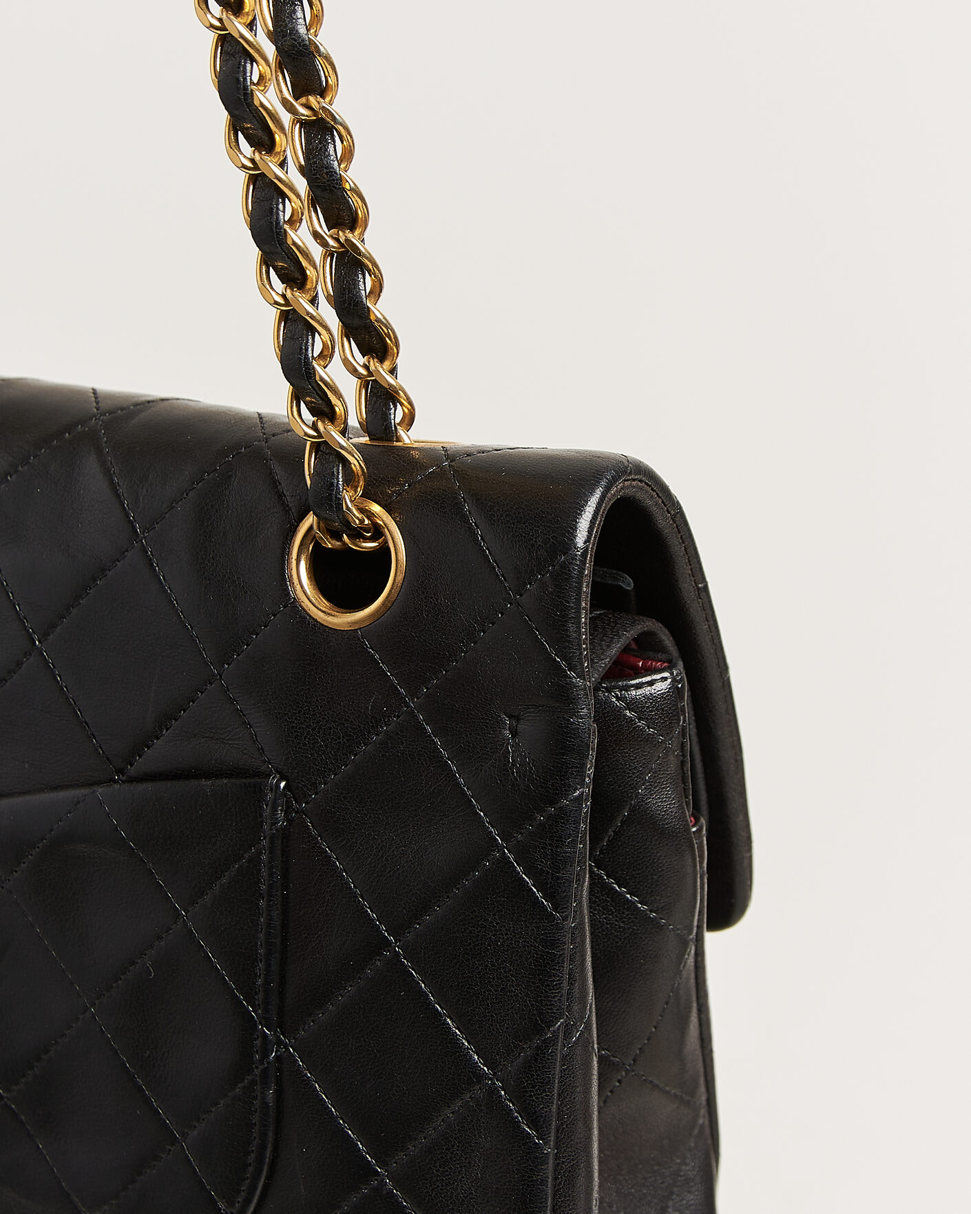 Uomini | Pre-Owned & Vintage Bags | Chanel Pre-Owned | Classic Medium Double Flap Bag Lambskin Black