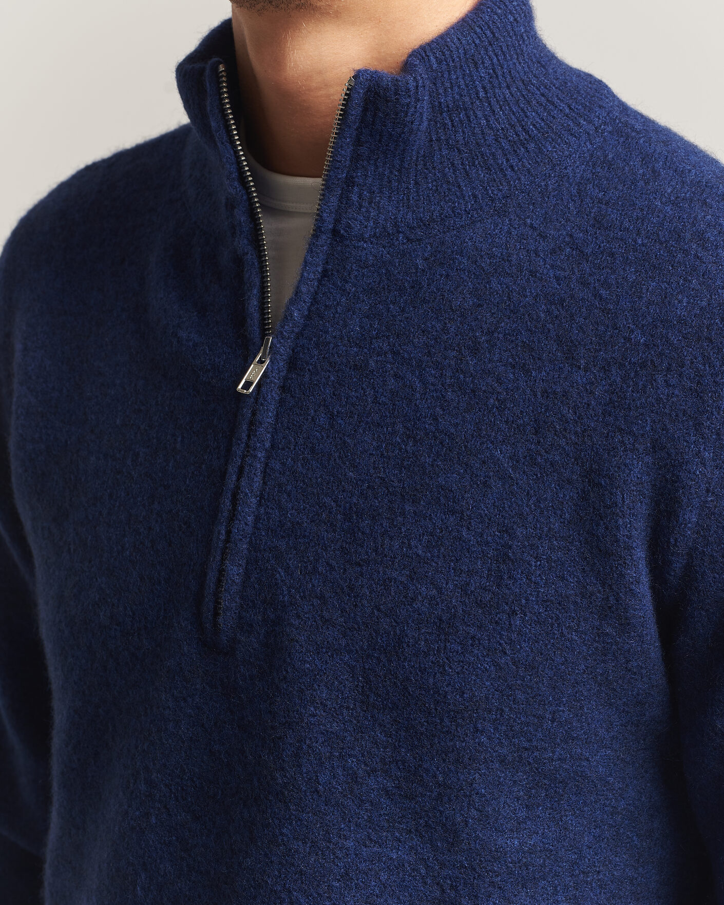 Uomini | Maglieria | Filippa K | Andrew Yak Knitted Half Zip Deep Blue