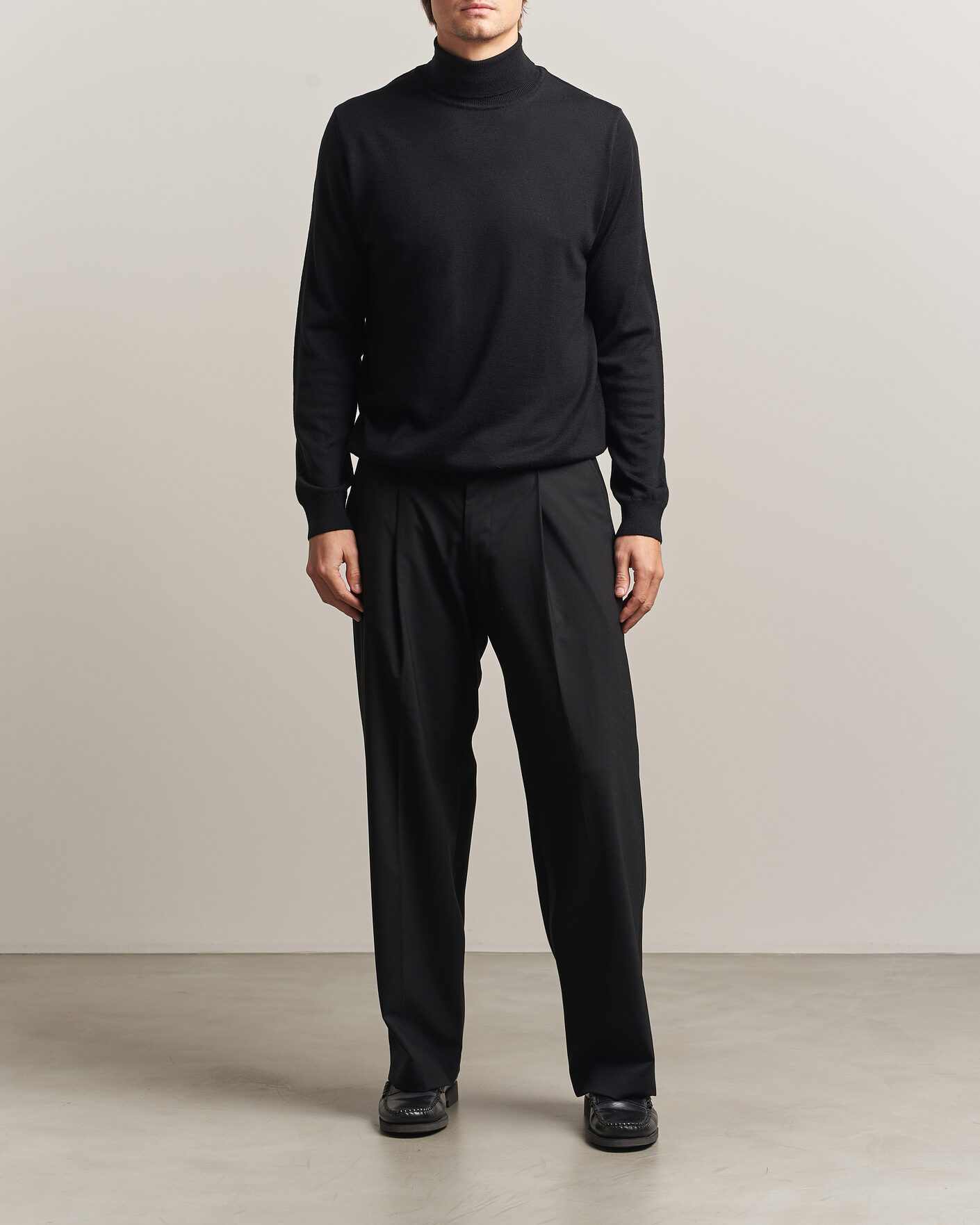 Uomini | Maglieria | Filippa K | Merino Knitted Turtleneck Black