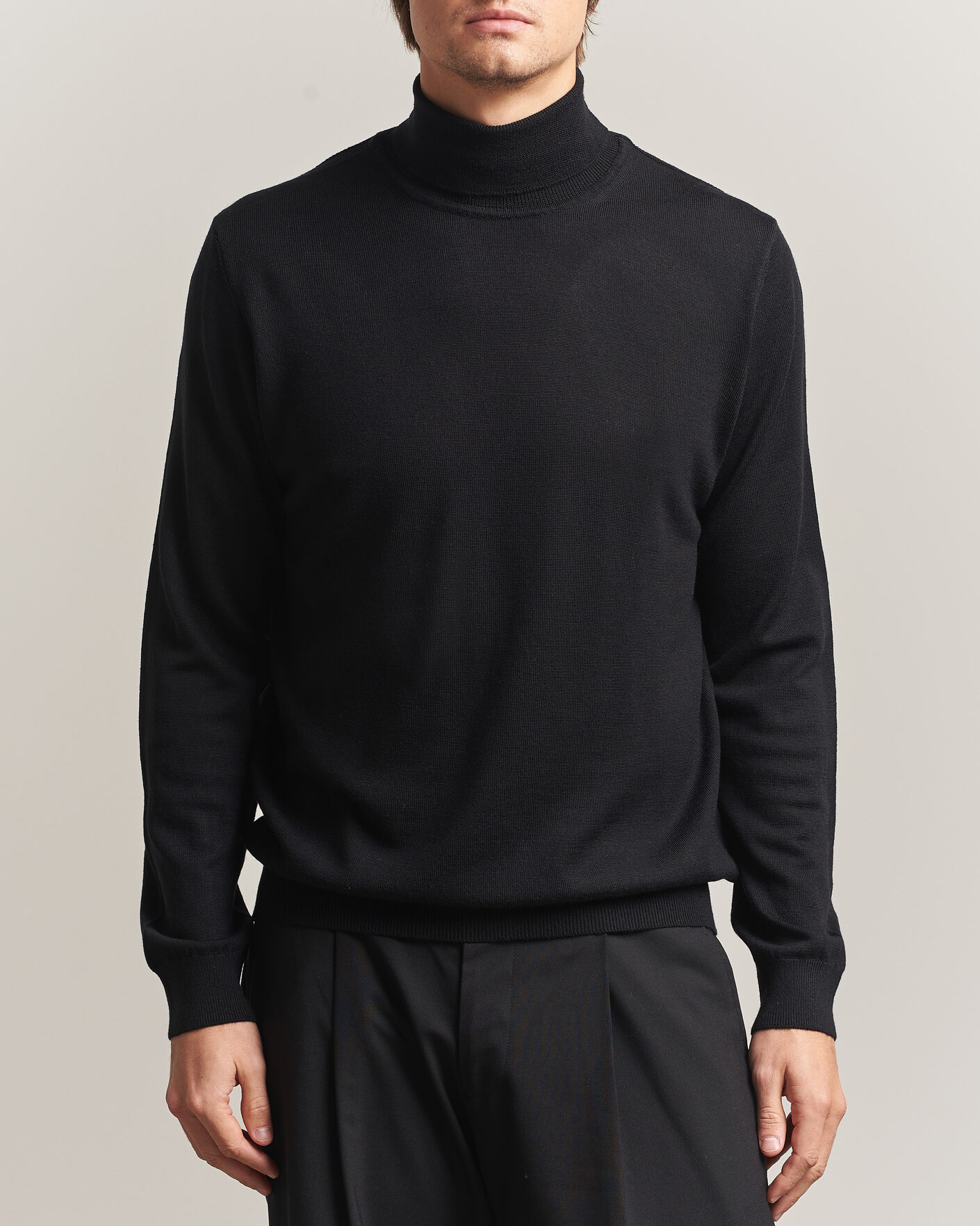 Uomini | Maglieria | Filippa K | Merino Knitted Turtleneck Black