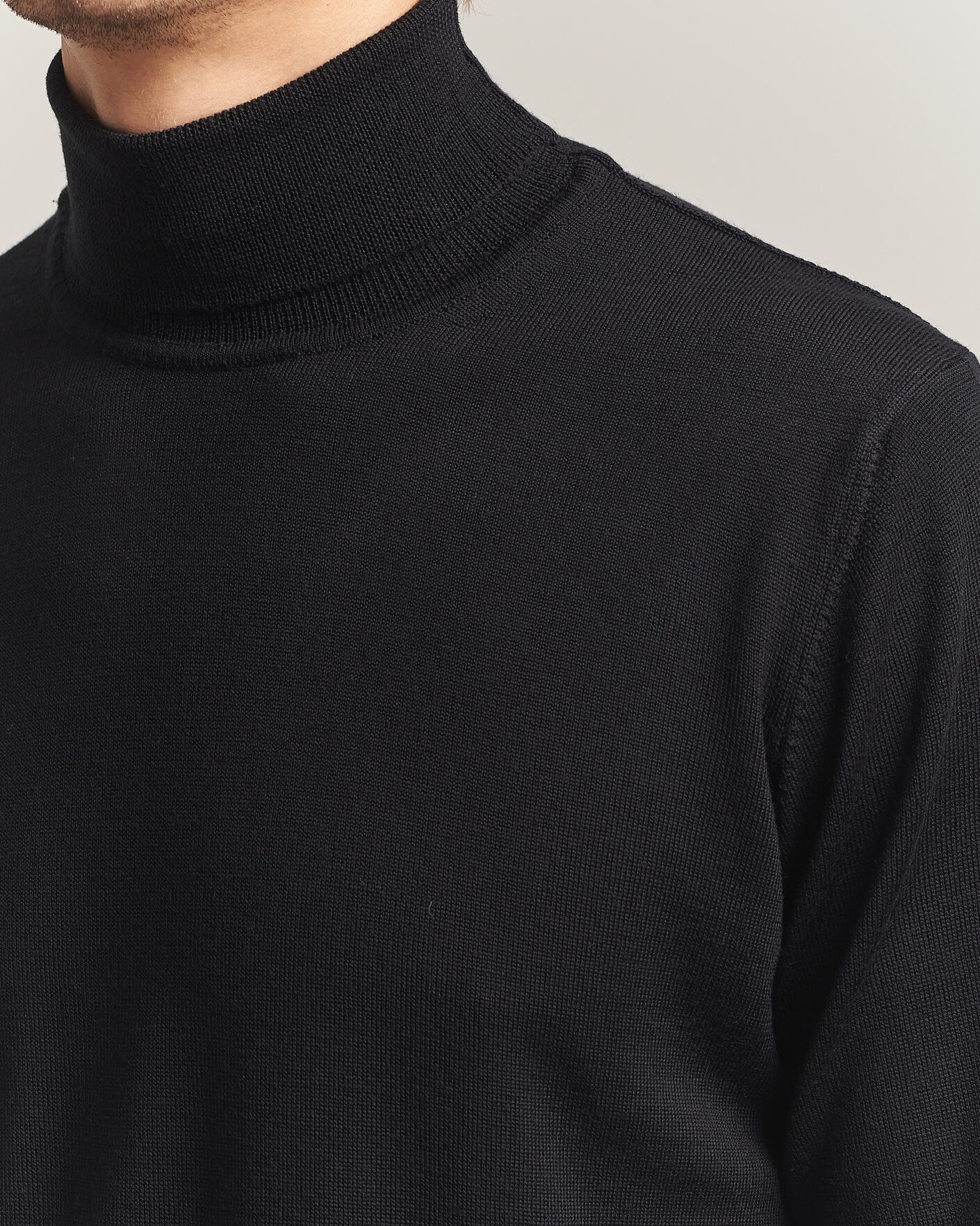 Uomini | Maglieria | Filippa K | Merino Knitted Turtleneck Black