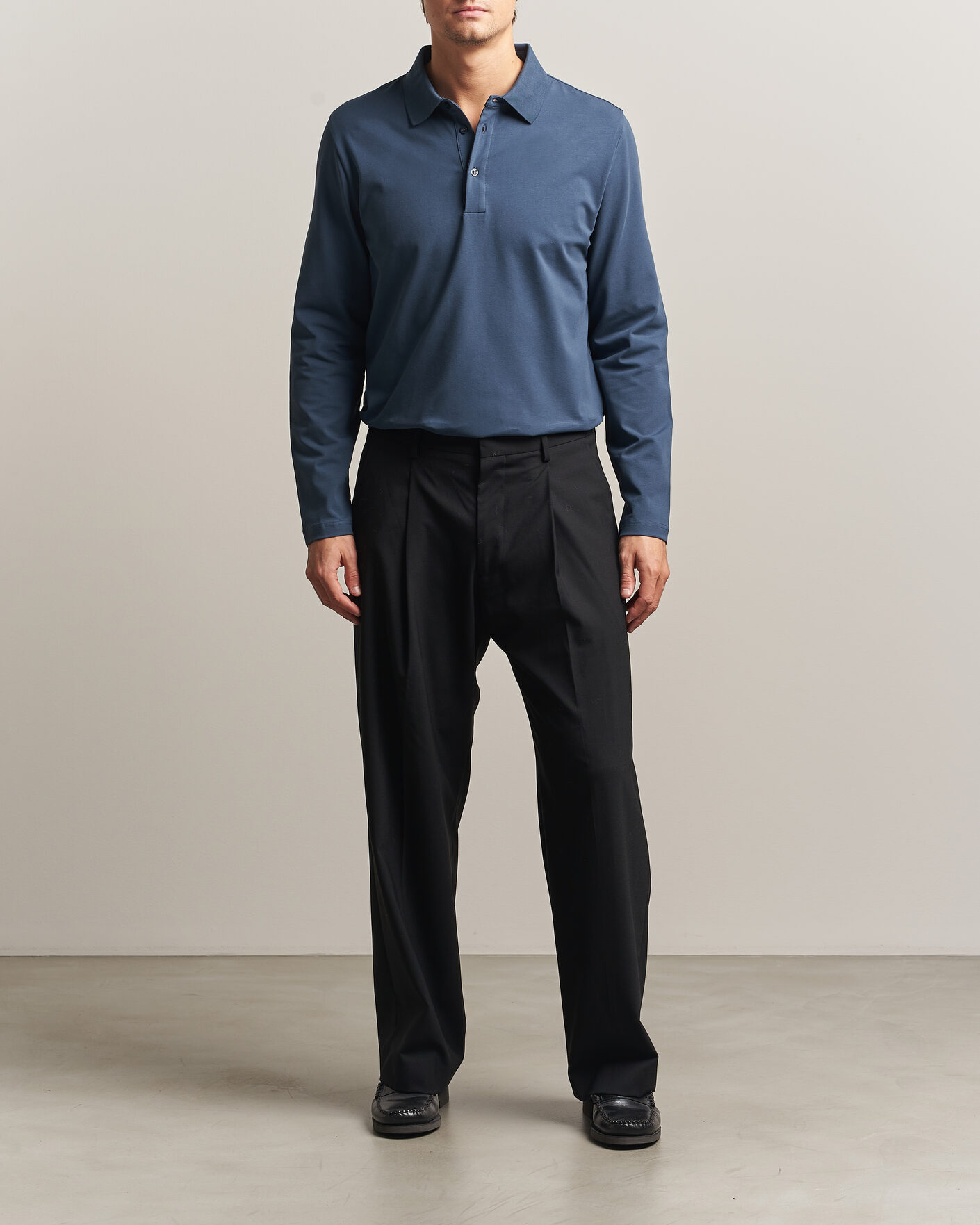Uomini | Polo | Filippa K | Luke Lycra Polo Shirt Stone Blue