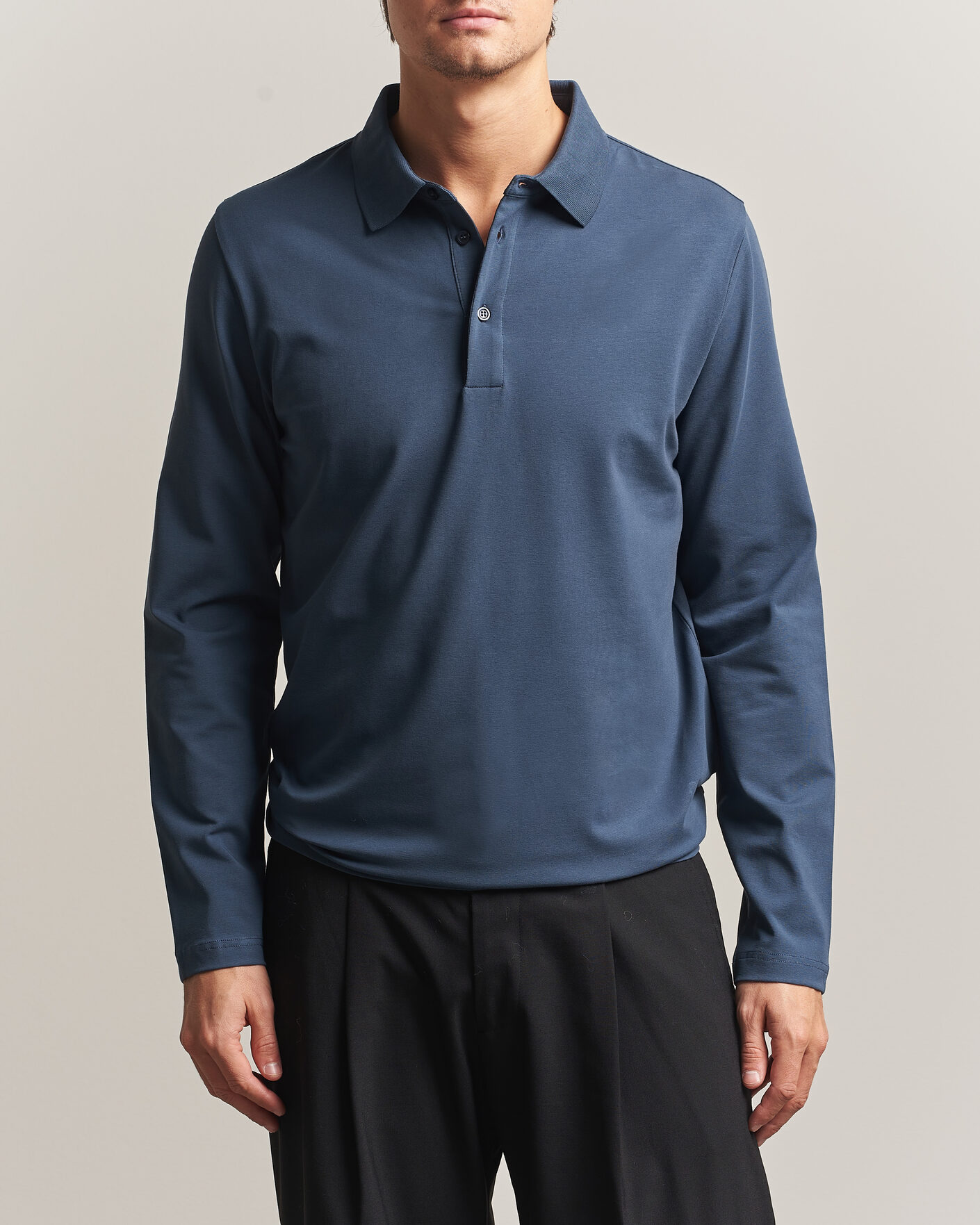 Uomini | Polo | Filippa K | Luke Lycra Polo Shirt Stone Blue