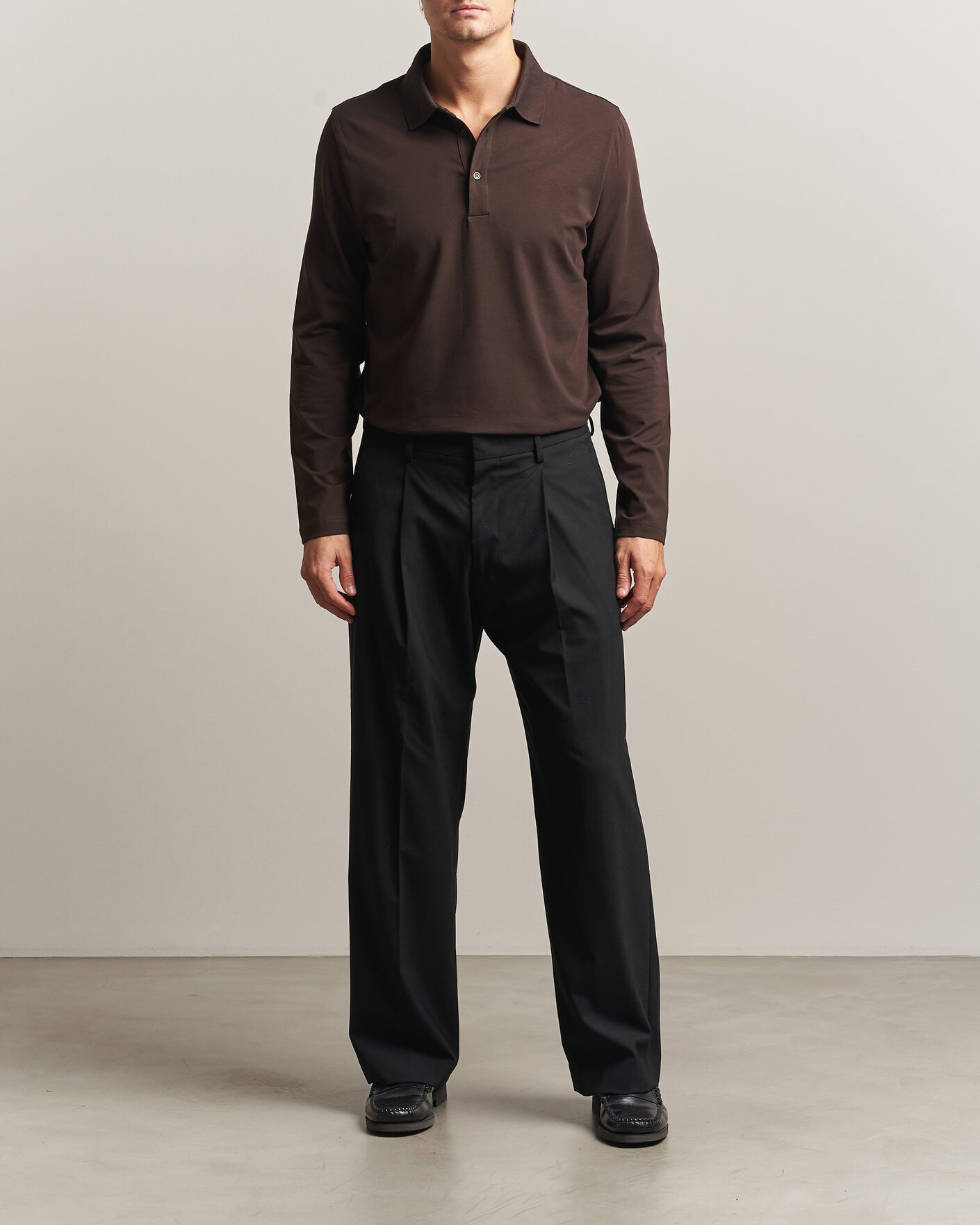 Uomini | Polo | Filippa K | Luke Lycra Polo Shirt Dark Chocolate