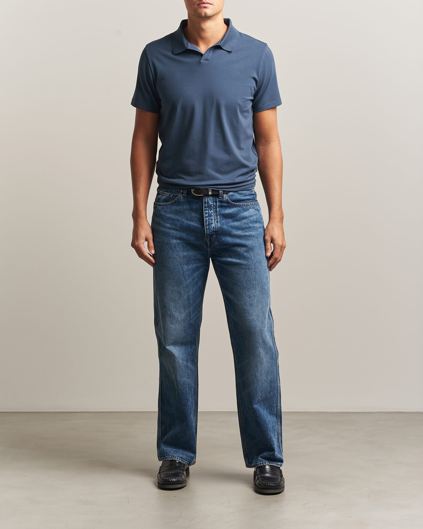 Uomini | Polo | Filippa K | Soft Lycra Polo T-Shirt Stone Blue