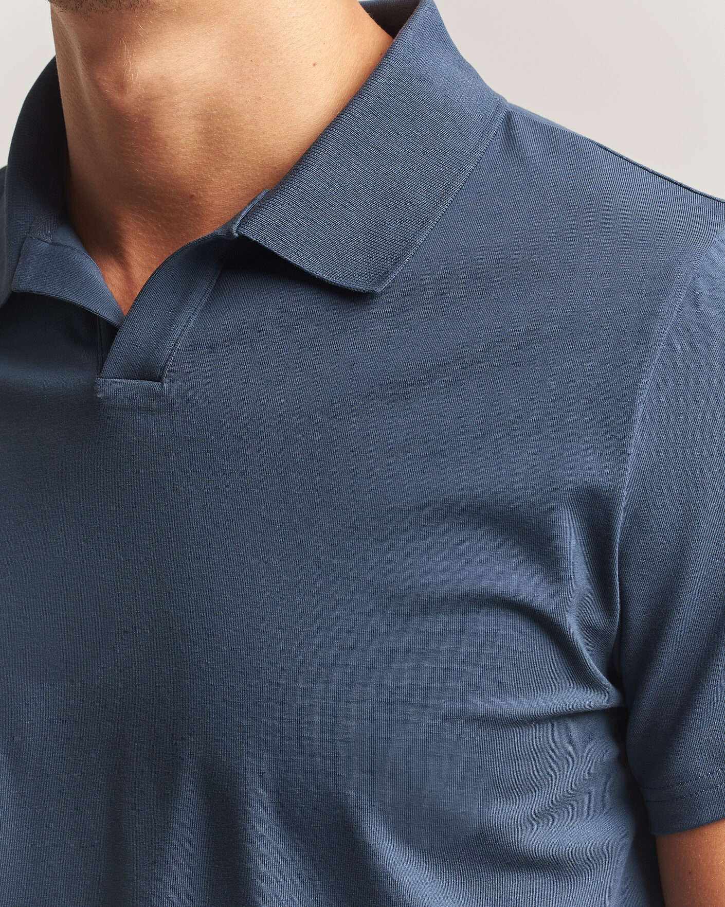 Uomini | Polo | Filippa K | Soft Lycra Polo T-Shirt Stone Blue
