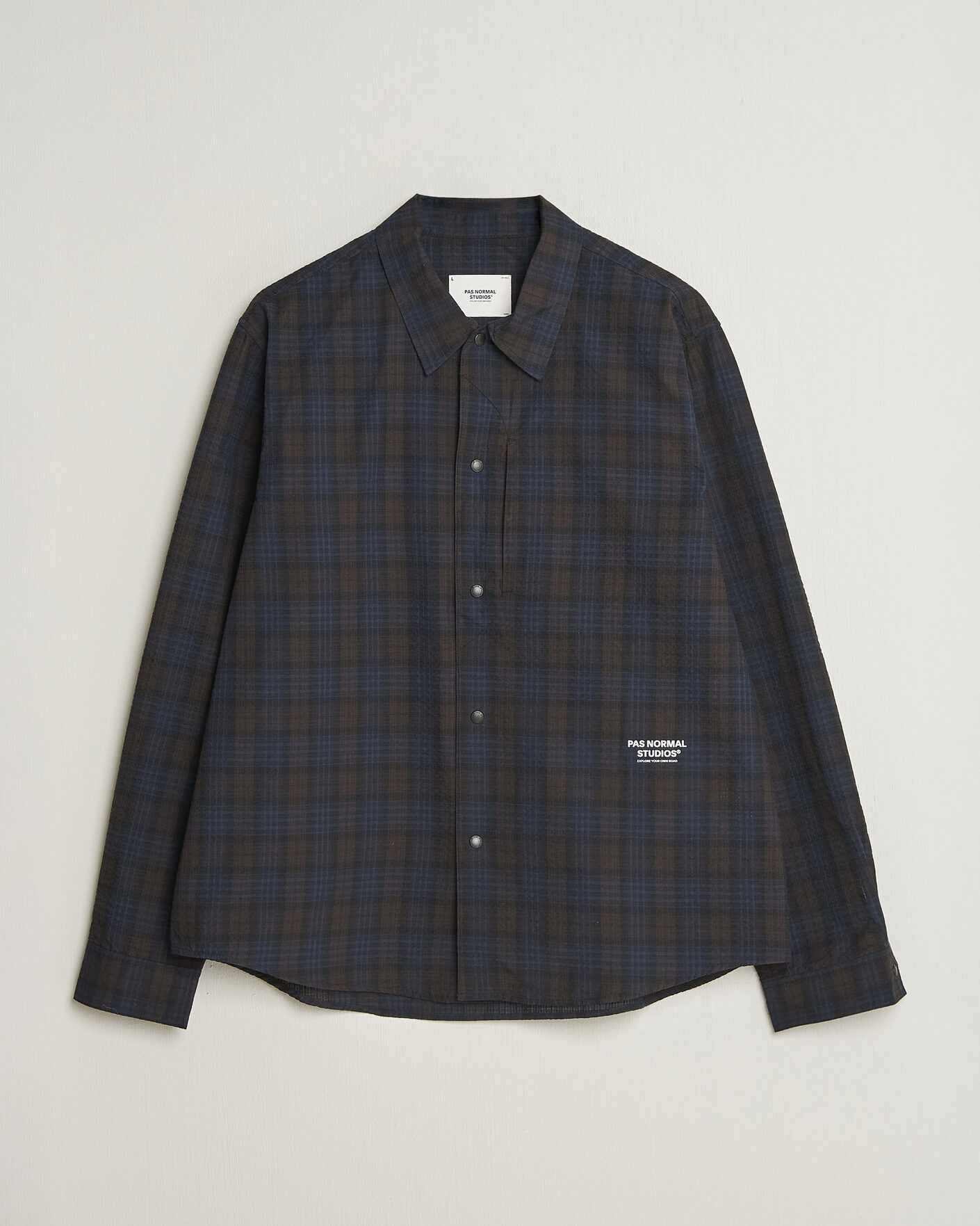 Uomini | Camicie | Pas Normal Studios | Off-Race Seersucker Shirt Dark Navy