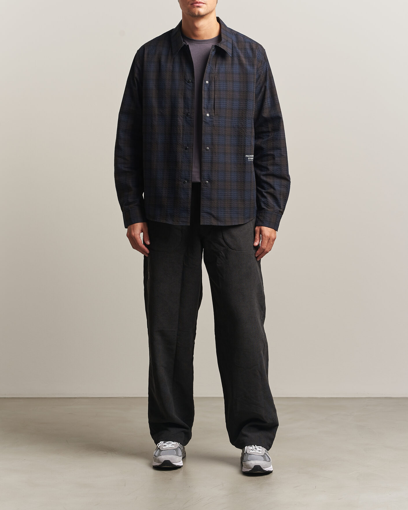 Uomini | Camicie | Pas Normal Studios | Off-Race Seersucker Shirt Dark Navy