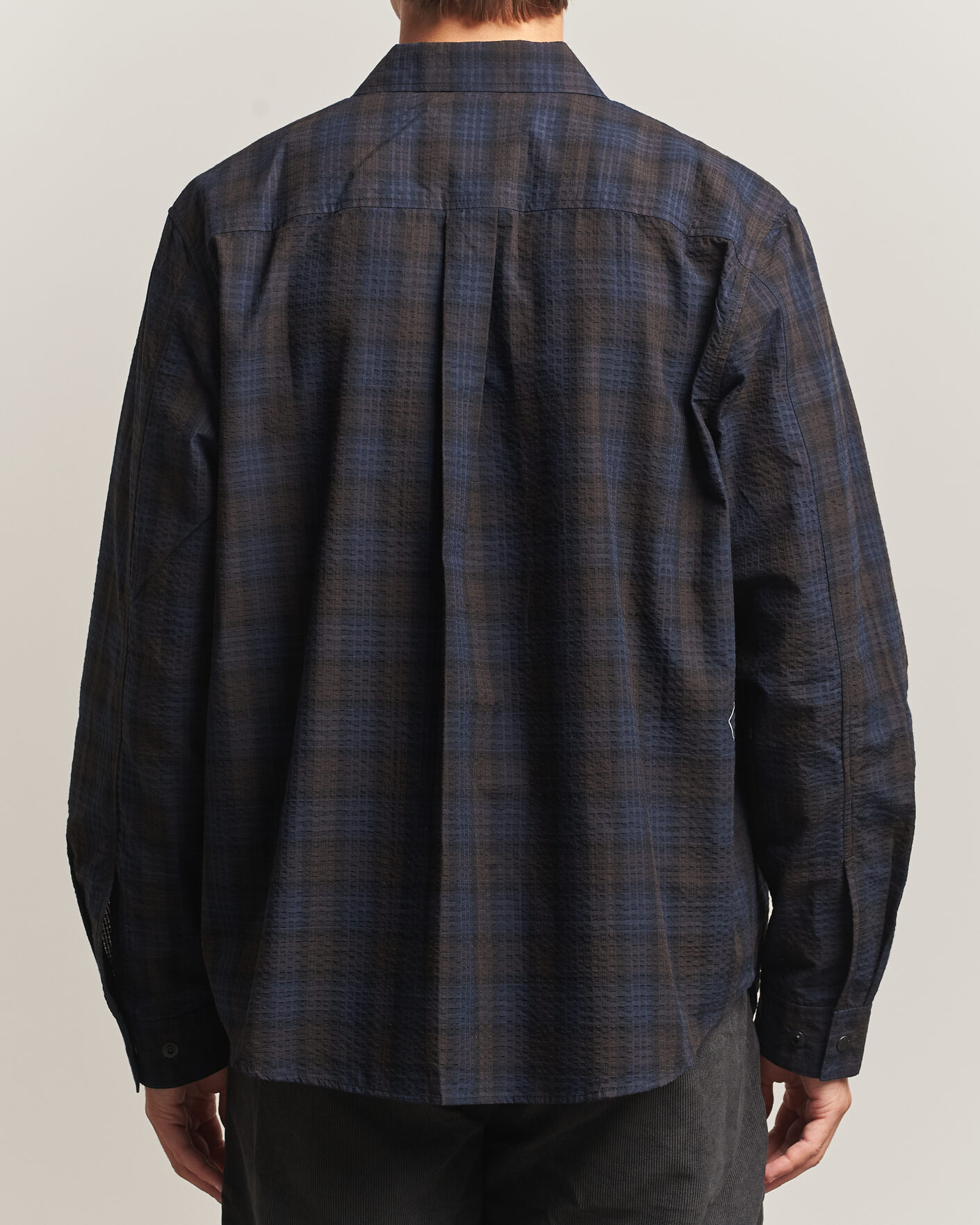 Uomini | Camicie | Pas Normal Studios | Off-Race Seersucker Shirt Dark Navy
