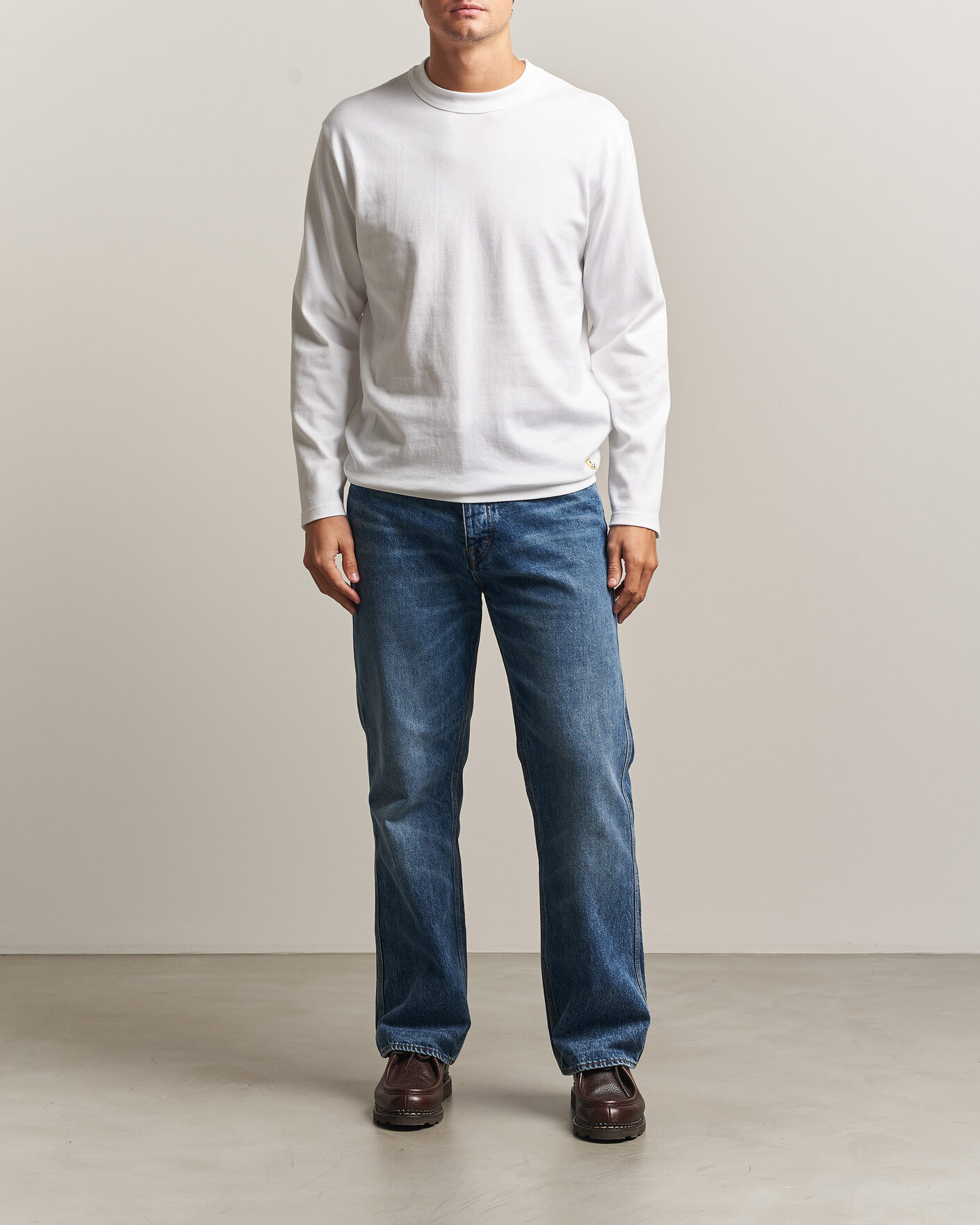Uomini | T-shirt | Armor-lux | Heritage Long Sleeve Cotton T-Shirt White