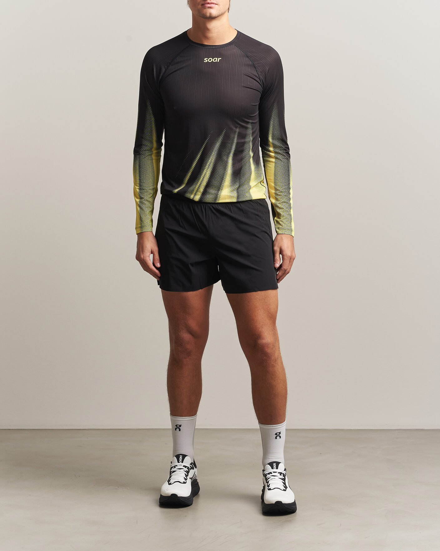 Uomini | T-shirt | SOAR Running | LS Race Base Yellow/Black