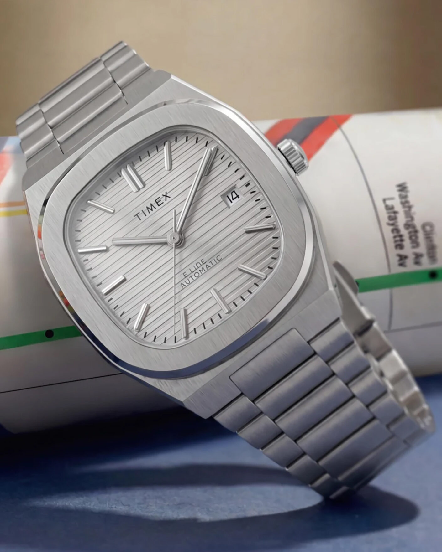 Uomini | Timex Automatic E Line Stainless Steel 38mm Silver Dial | Timex | Automatic E Line Stainless Steel 38mm Silver Dial