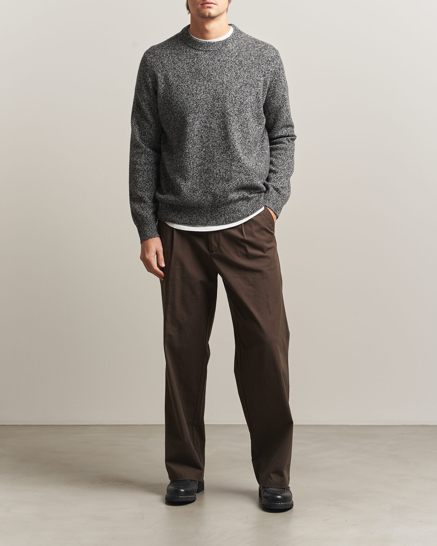 Uomini | Maglieria | Samsøe Samsøe | Isak Knitted Crew Neck Black White Melange