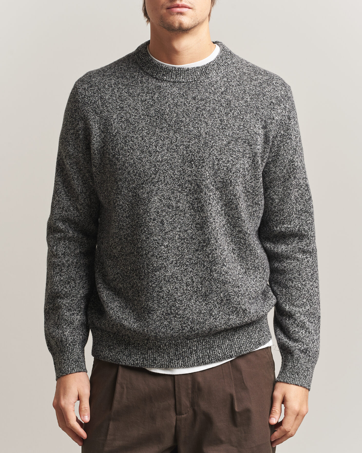 Uomini | Maglieria | Samsøe Samsøe | Isak Knitted Crew Neck Black White Melange