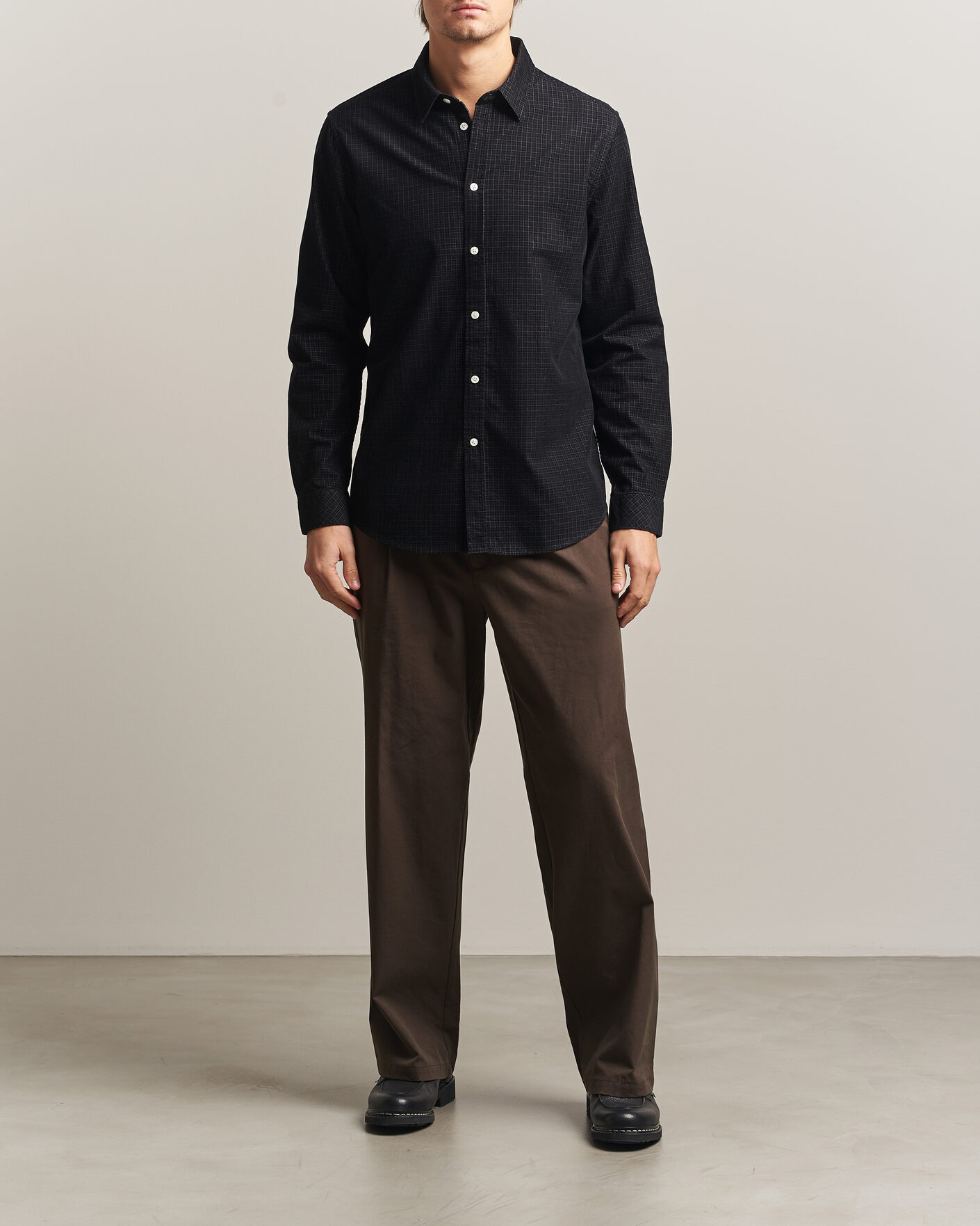 Uomini | Camicie | Samsøe Samsøe | Liam Baby Cord Checked Shirt Black