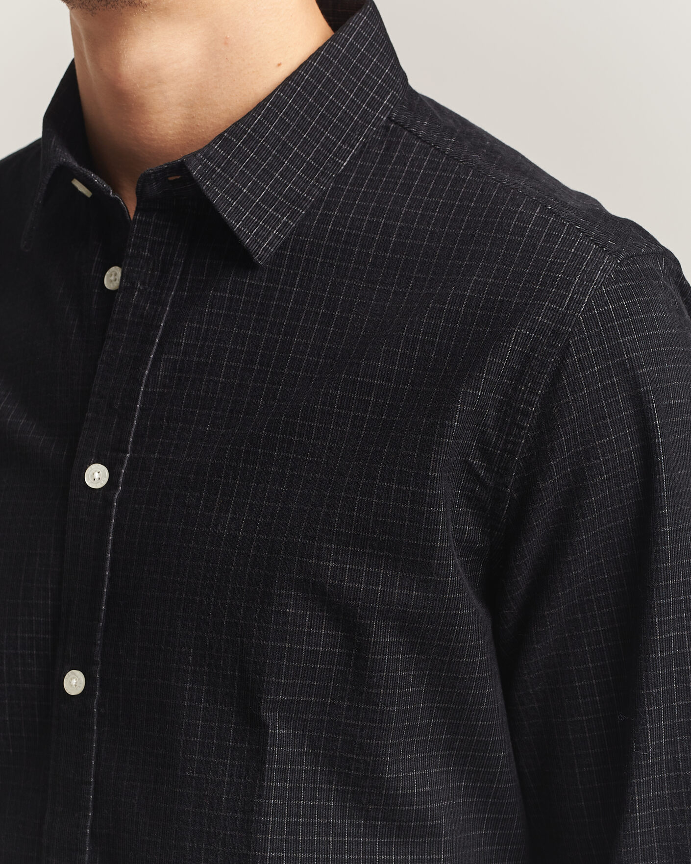 Uomini | Camicie | Samsøe Samsøe | Liam Baby Cord Checked Shirt Black