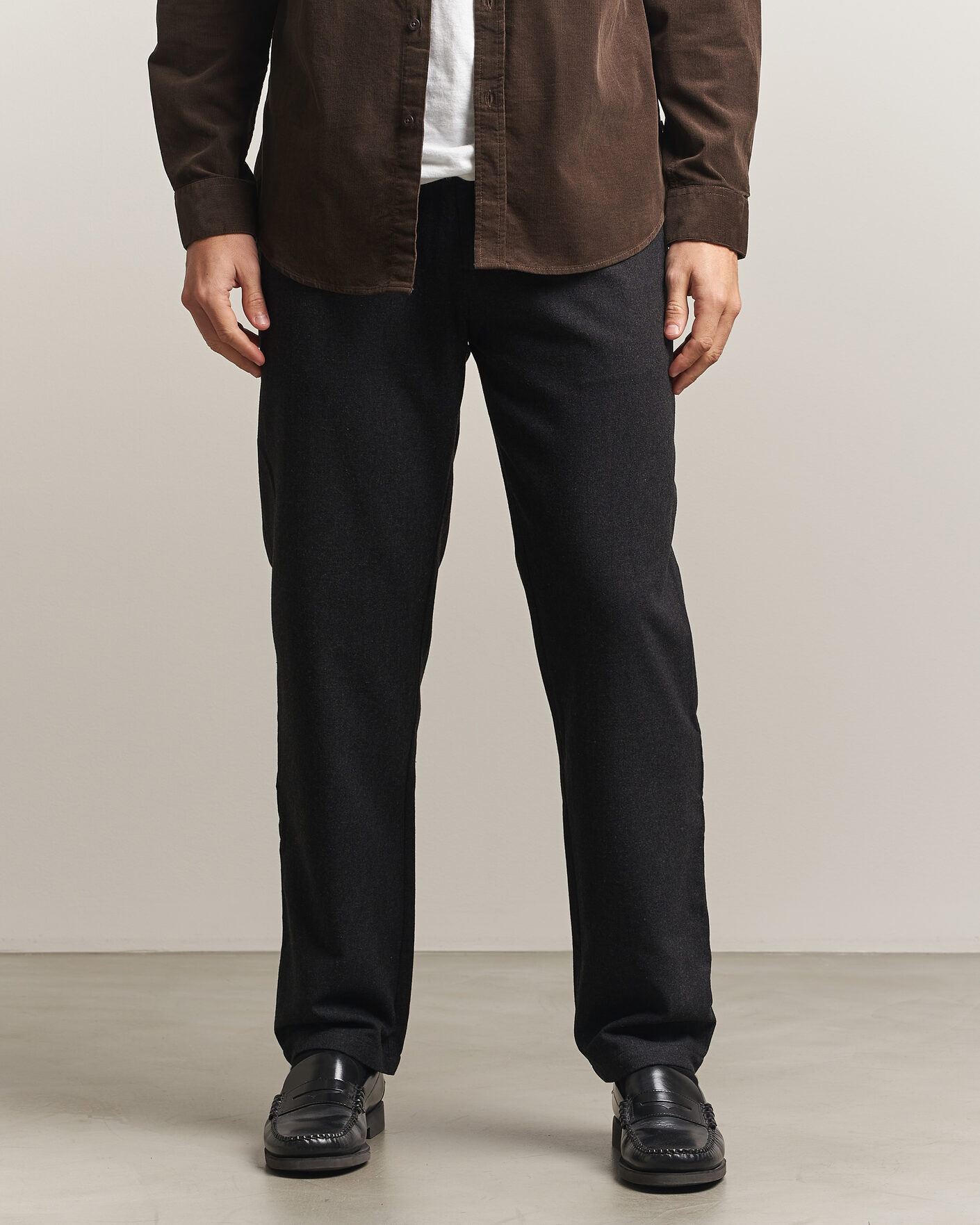 Uomini | Pantaloni | Samsøe Samsøe | Bertil Flannel Drawstring Trousers Black Melange