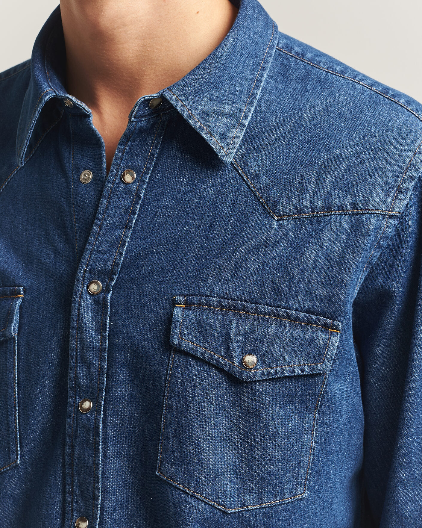Uomini | Camicie | Oscar Jacobson | Straight Fit Western Shirt Blue
