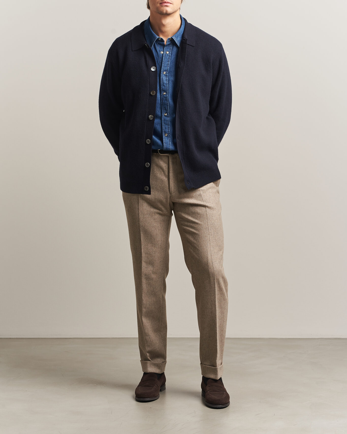 Uomini | Maglieria | Oscar Jacobson | Federico Wool/Cashmere Cardigan Navy