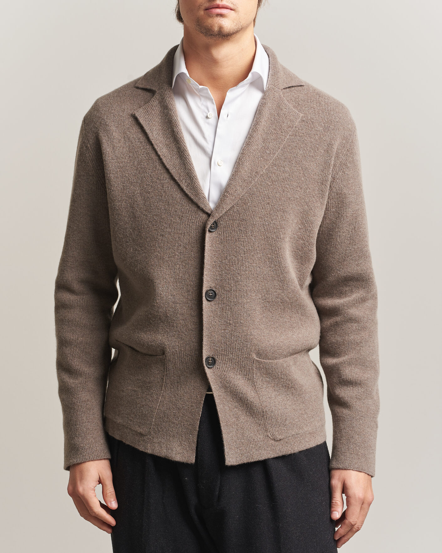 Uomini | Blazers | Oscar Jacobson | Antonio Knitted Blazer Taupe