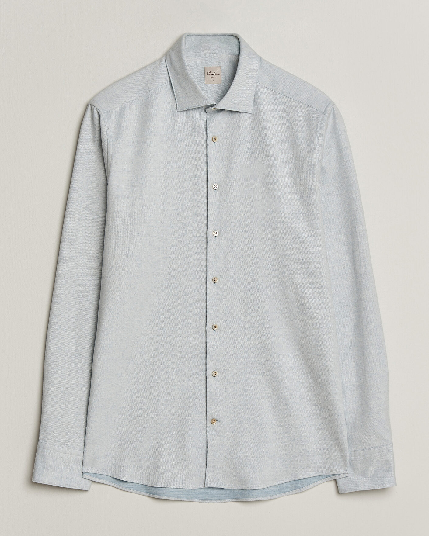 Uomini | Camicie | Stenströms | Slimline Flannel Shirt Light Blue