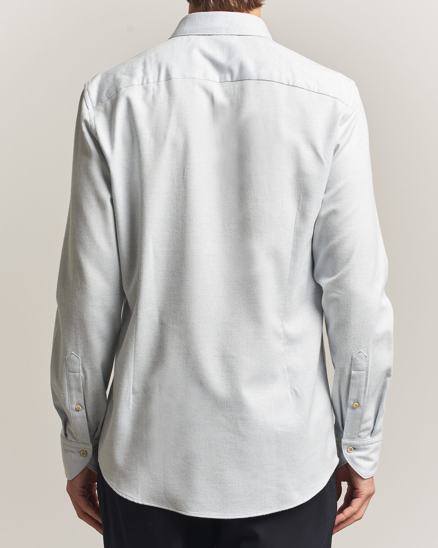 Uomini | Camicie | Stenströms | Slimline Flannel Shirt Light Blue
