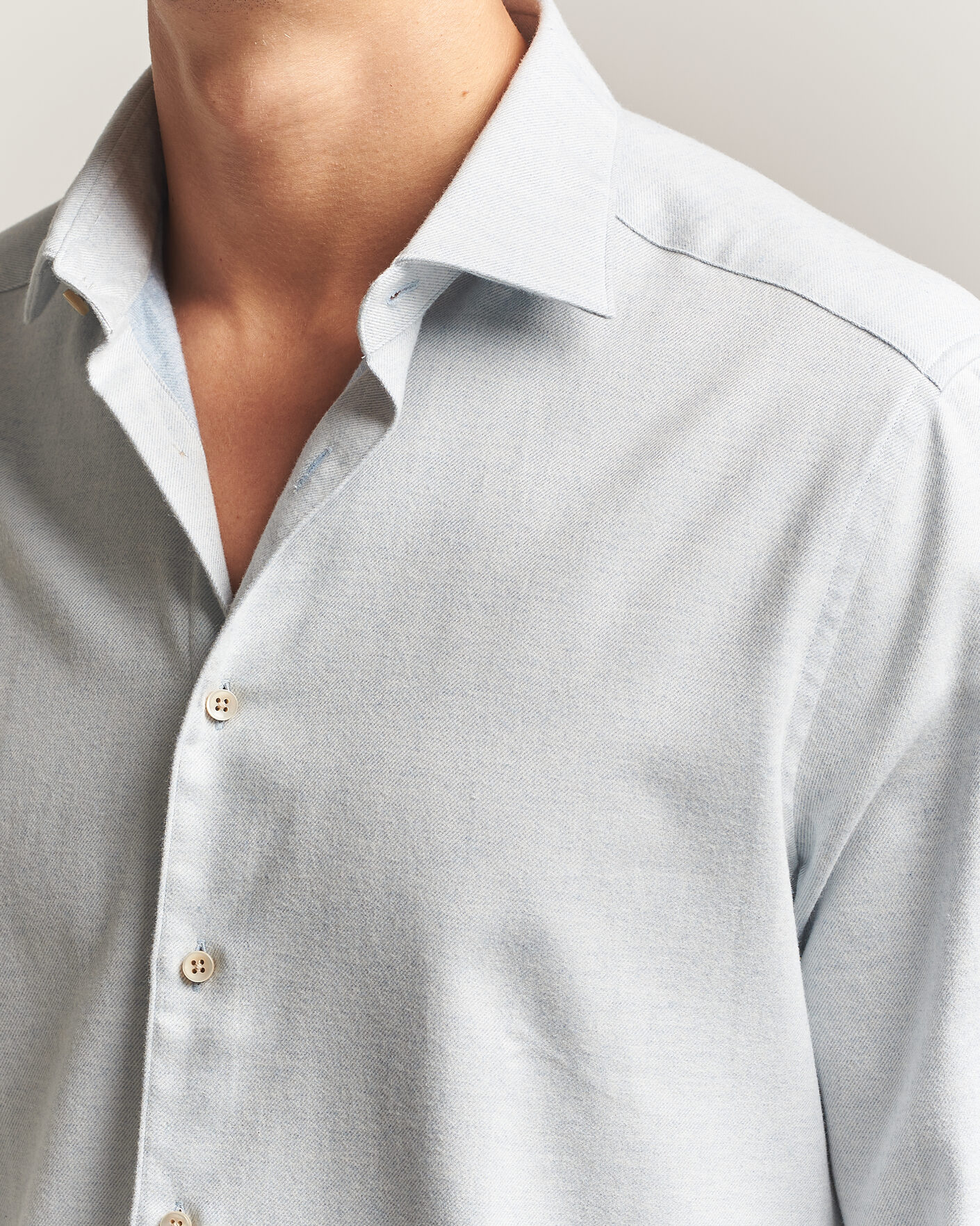 Uomini | Camicie | Stenströms | Slimline Flannel Shirt Light Blue
