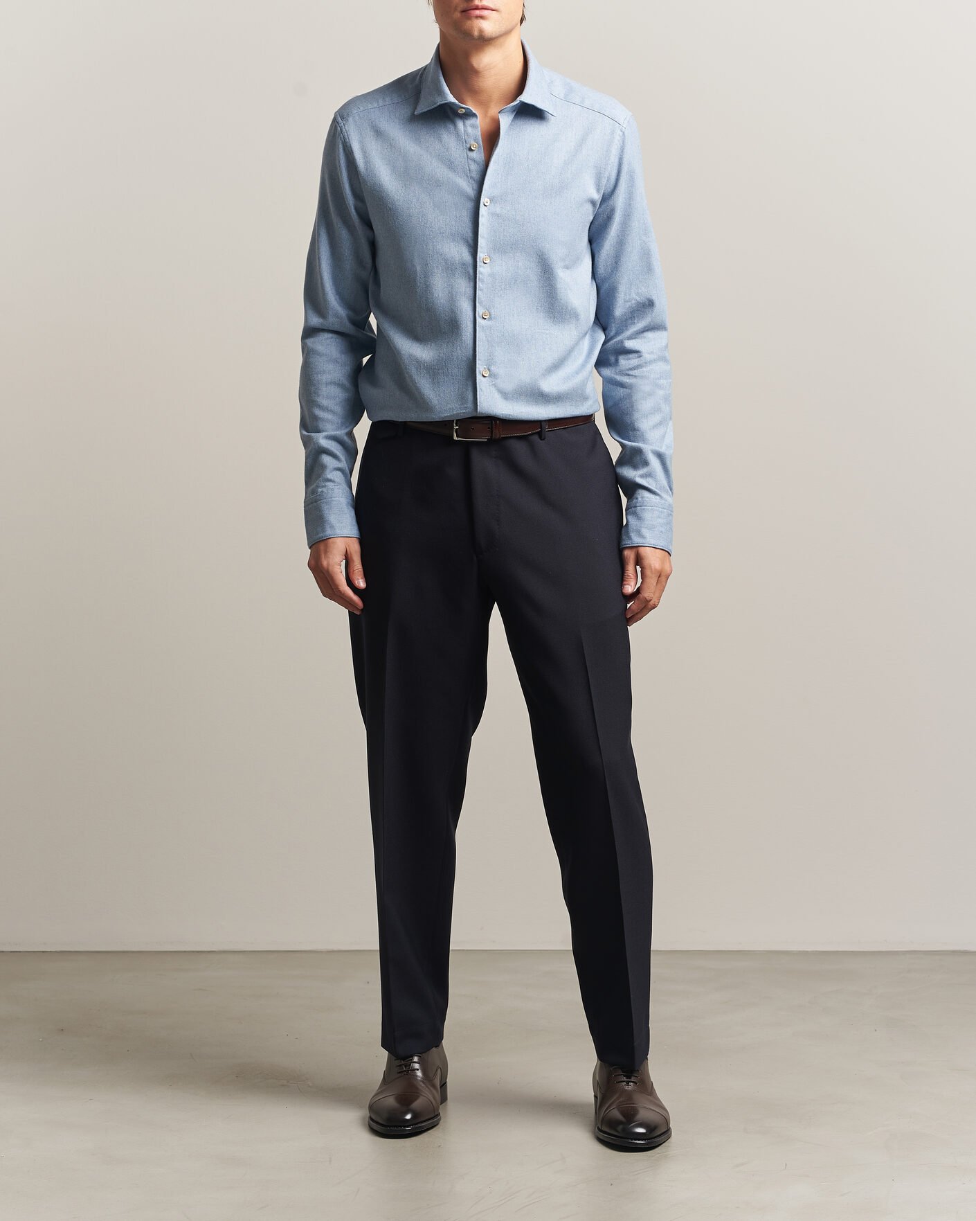 Uomini | Camicie | Stenströms | Slimline Flannel Shirt Blue