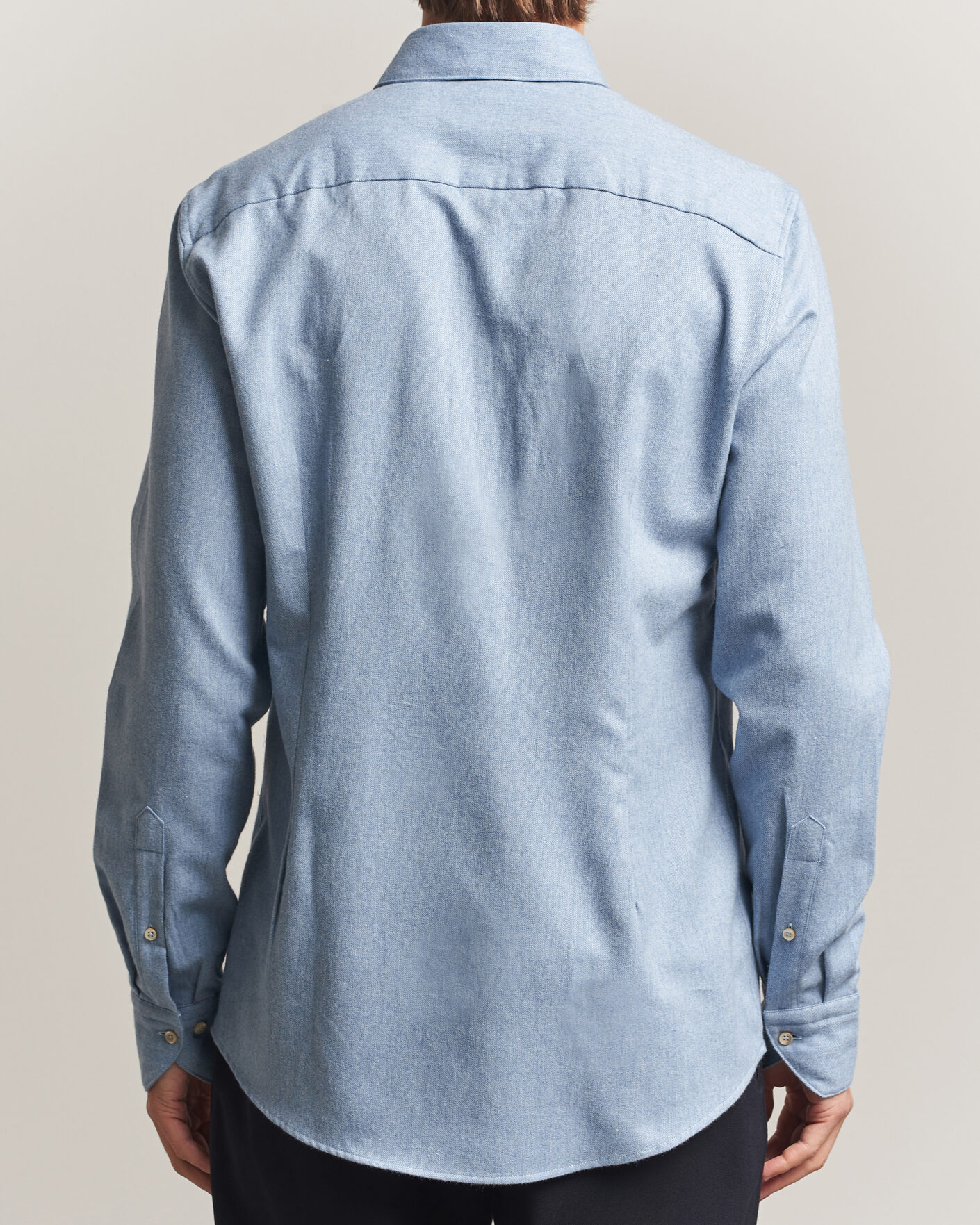 Uomini | Camicie | Stenströms | Slimline Flannel Shirt Blue