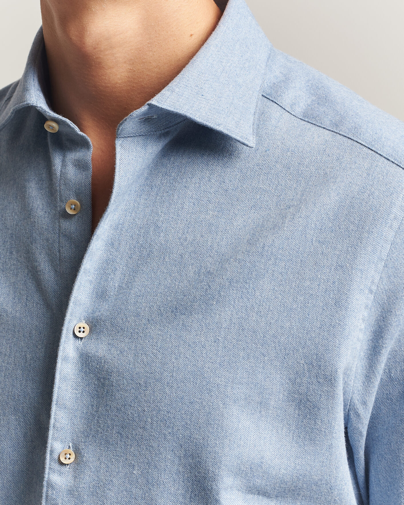 Uomini | Camicie | Stenströms | Slimline Flannel Shirt Blue
