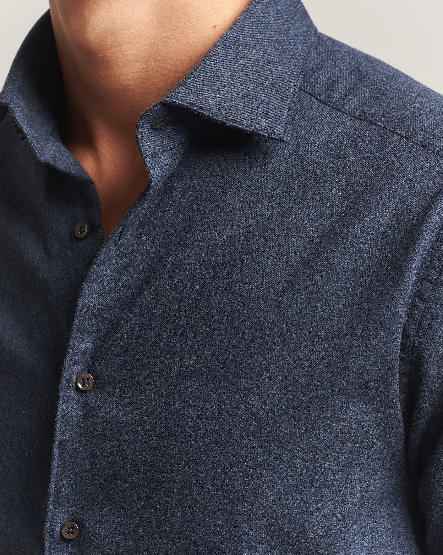 Uomini | Camicie | Stenströms | Slimline Flannel Shirt Navy