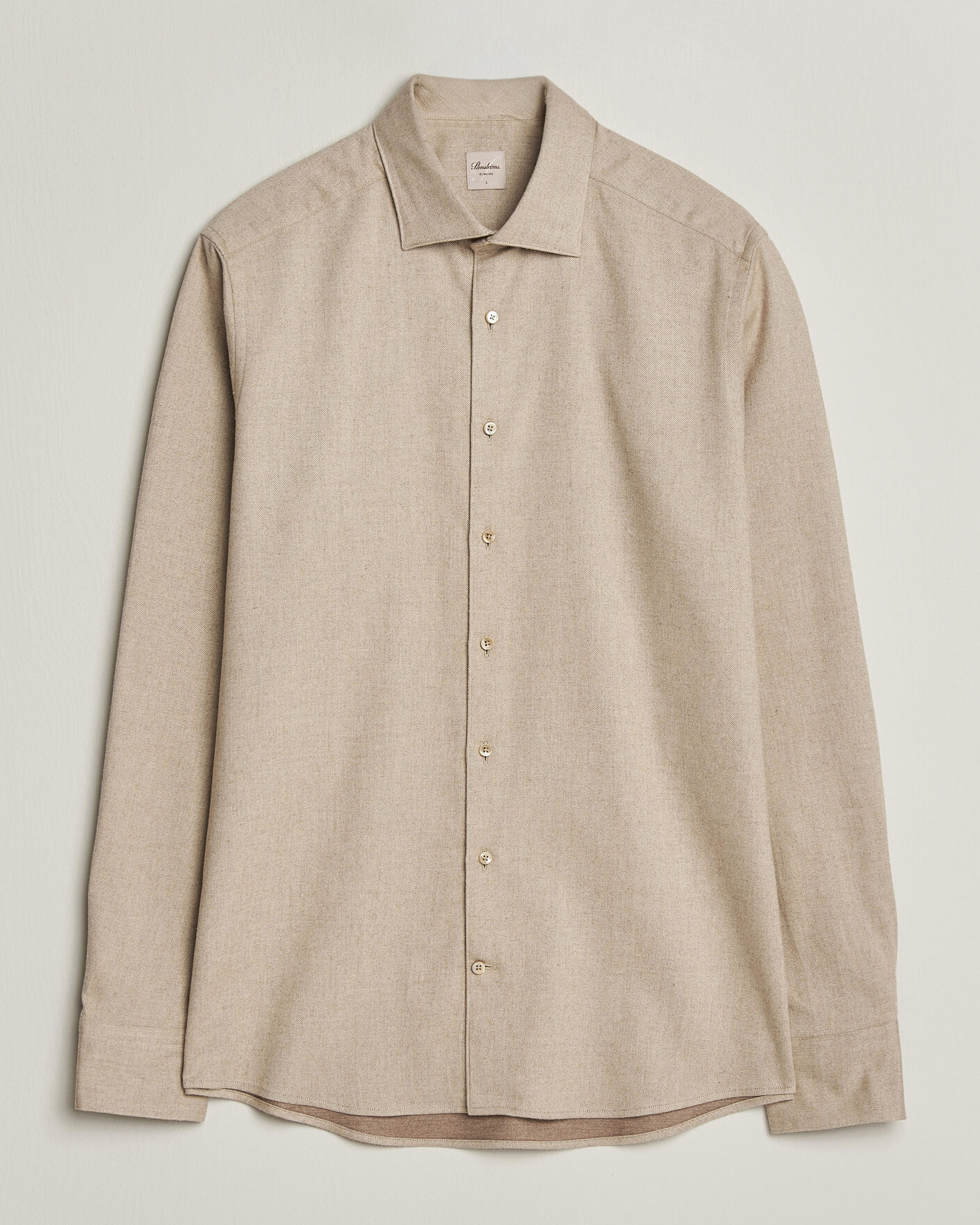 Uomini | Camicie | Stenströms | Slimline Flannel Shirt Beige