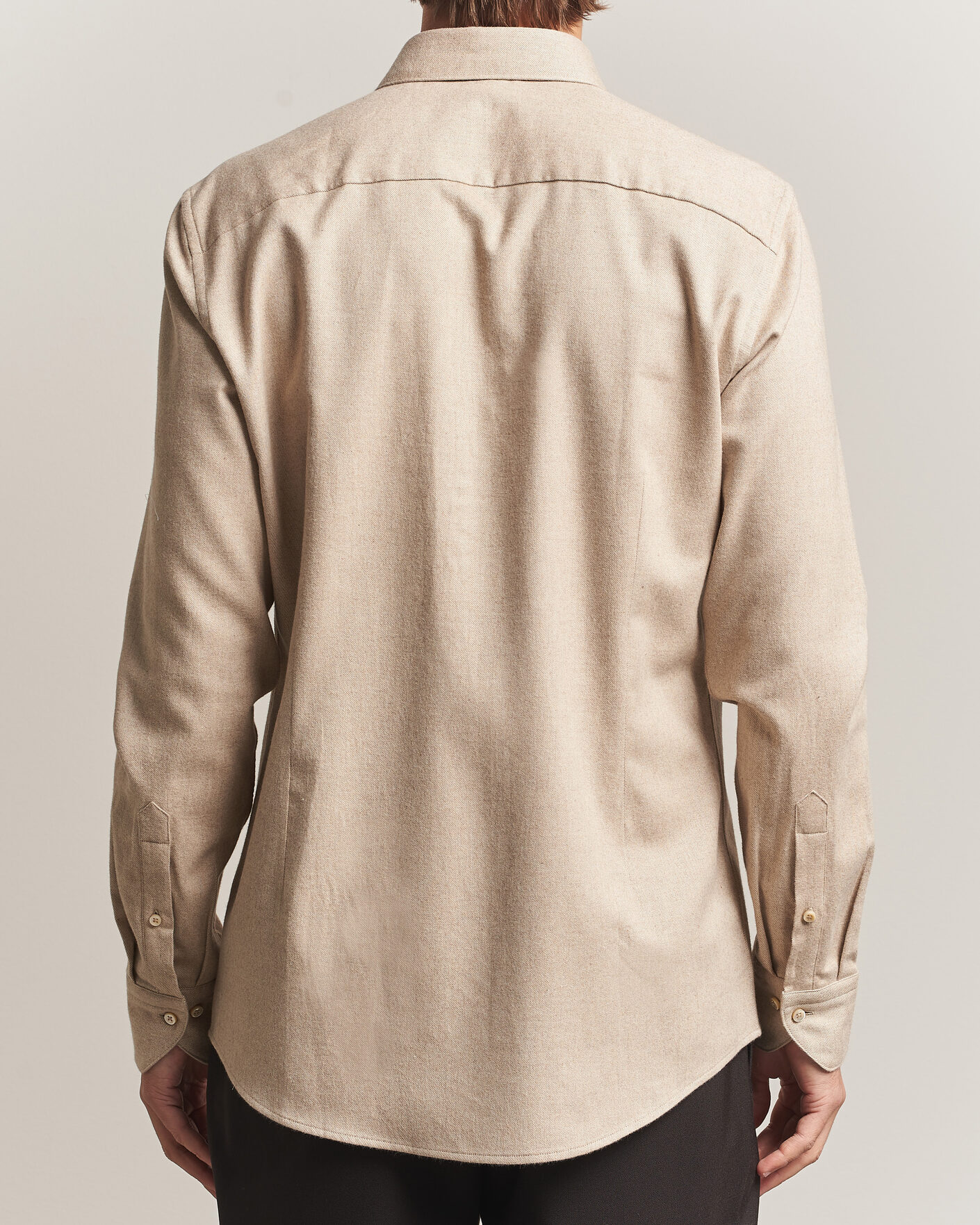 Uomini | Camicie | Stenströms | Slimline Flannel Shirt Beige