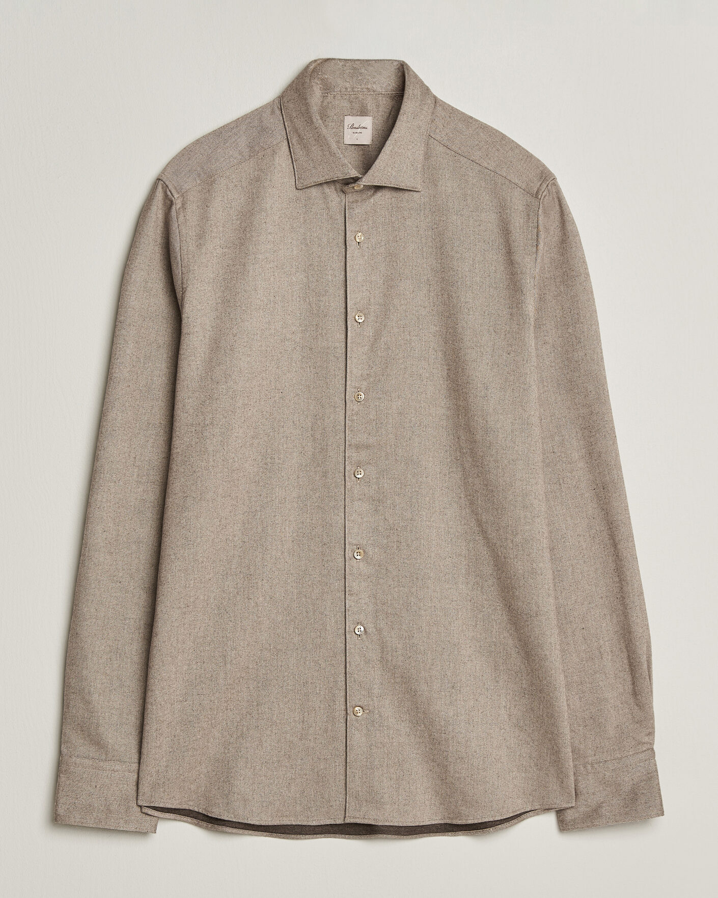 Uomini | Camicie | Stenströms | Slimline Flannel Shirt Light Brown