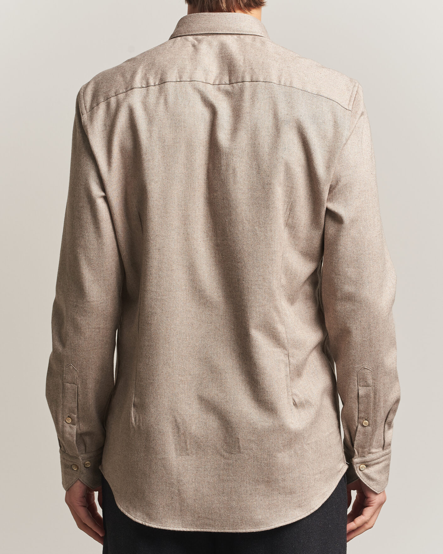 Uomini | Camicie | Stenströms | Slimline Flannel Shirt Light Brown