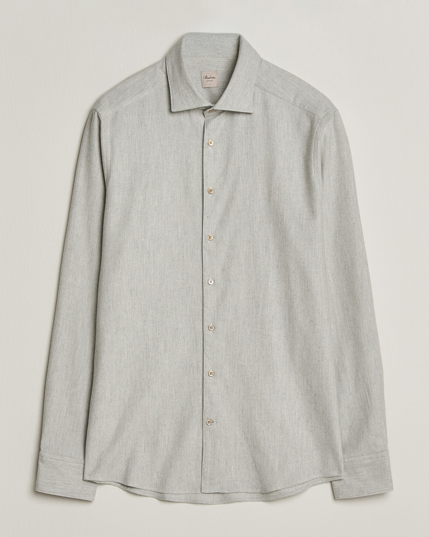 Uomini | Camicie | Stenströms | Slimline Flannel Shirt Light Grey